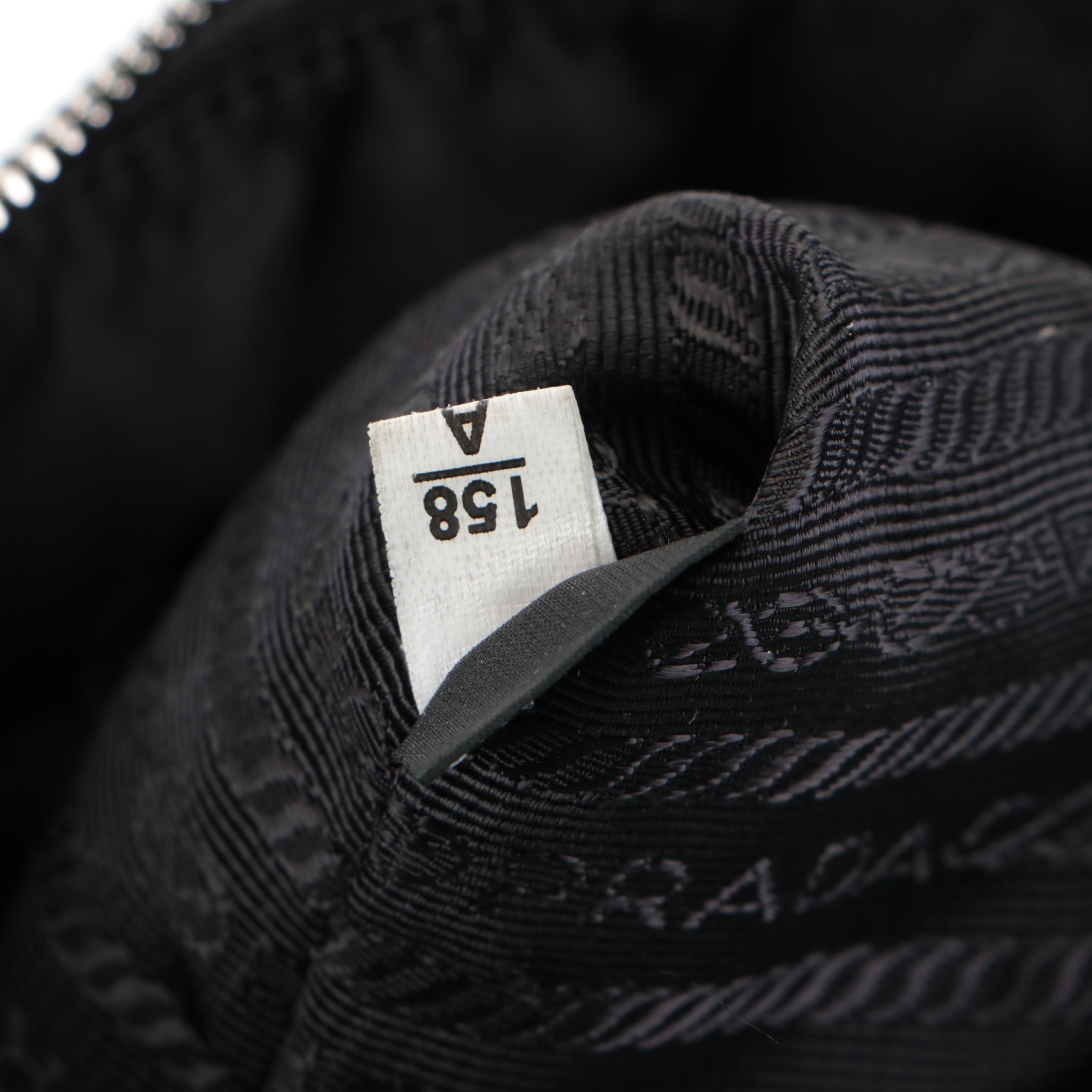 Prada Front-Pocket Shoulder Bag in Black Tessuto Nylon and Leather