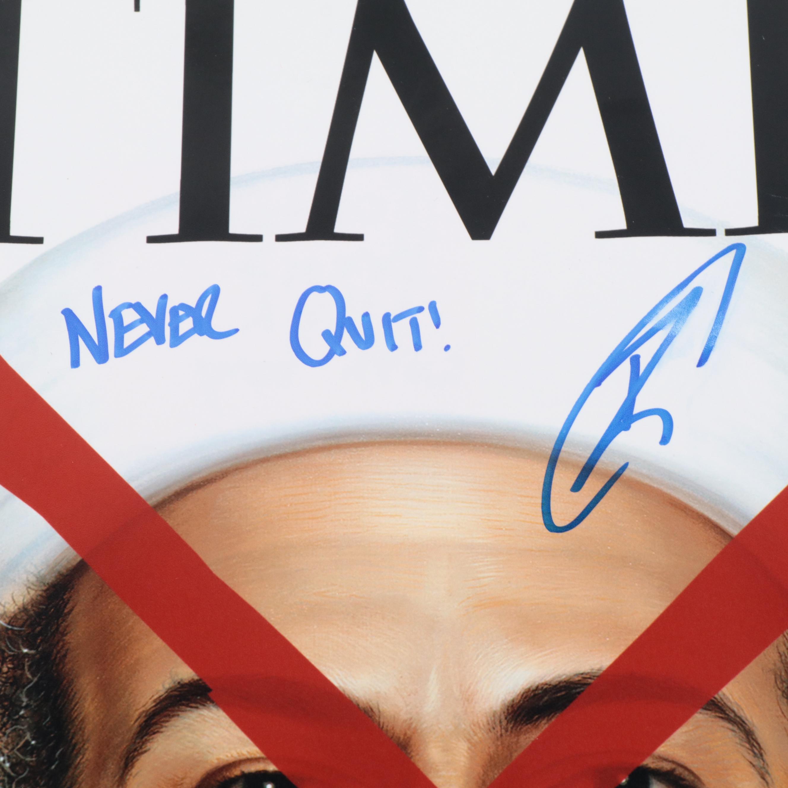 Robert O'Neill Signed "Never Quit" Osama Bin Laden "Time" Poster Print, JSA