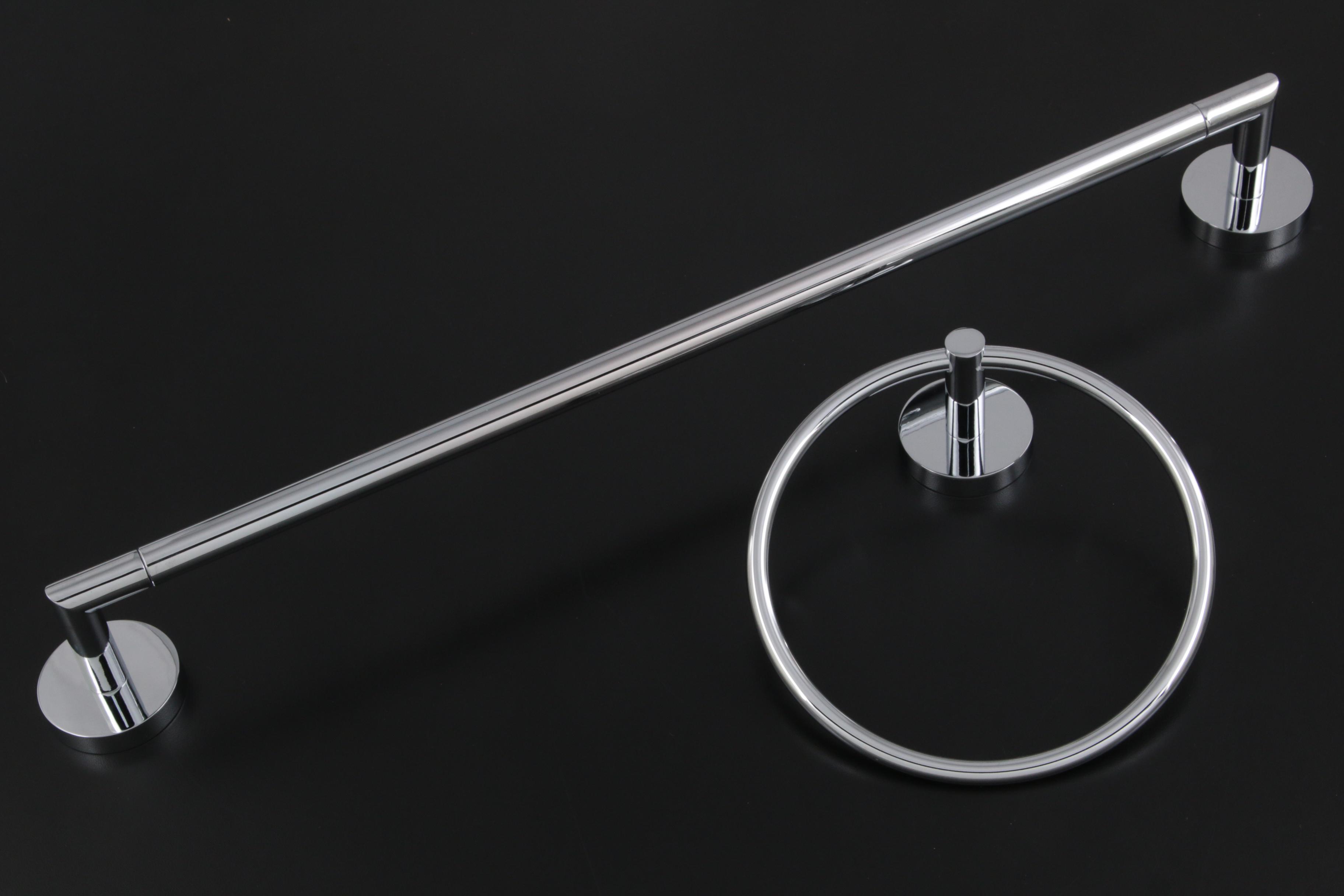 Chrome Towel Ring, 18" Towel Bar, Two-Handle Handicap Laundry Tray Faucet