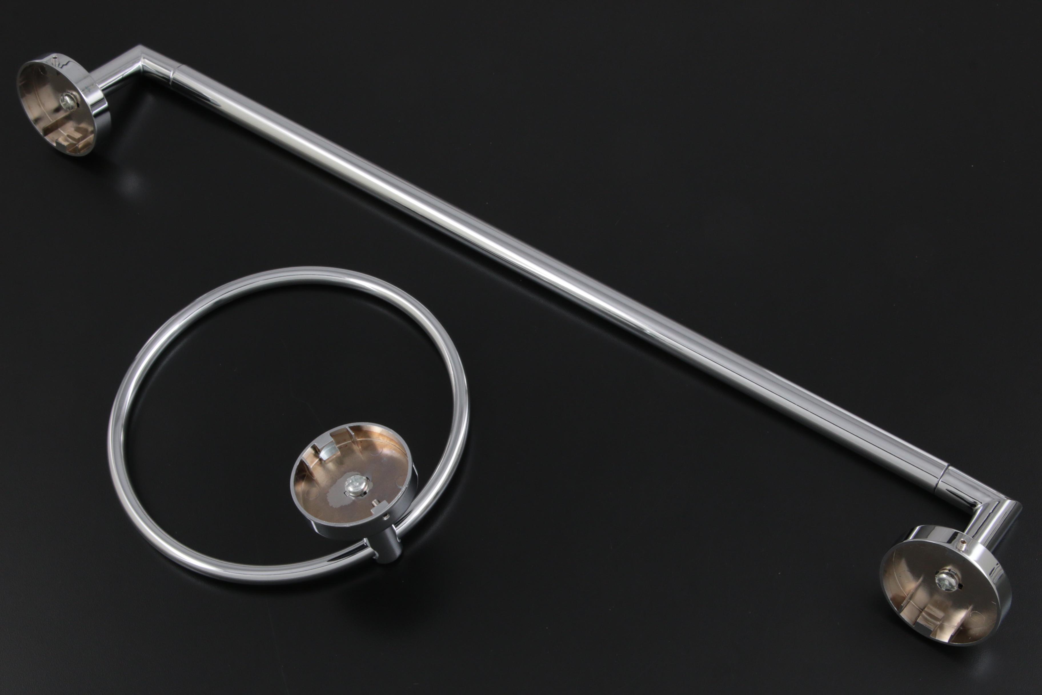 Chrome Towel Ring, 18" Towel Bar, Two-Handle Handicap Laundry Tray Faucet