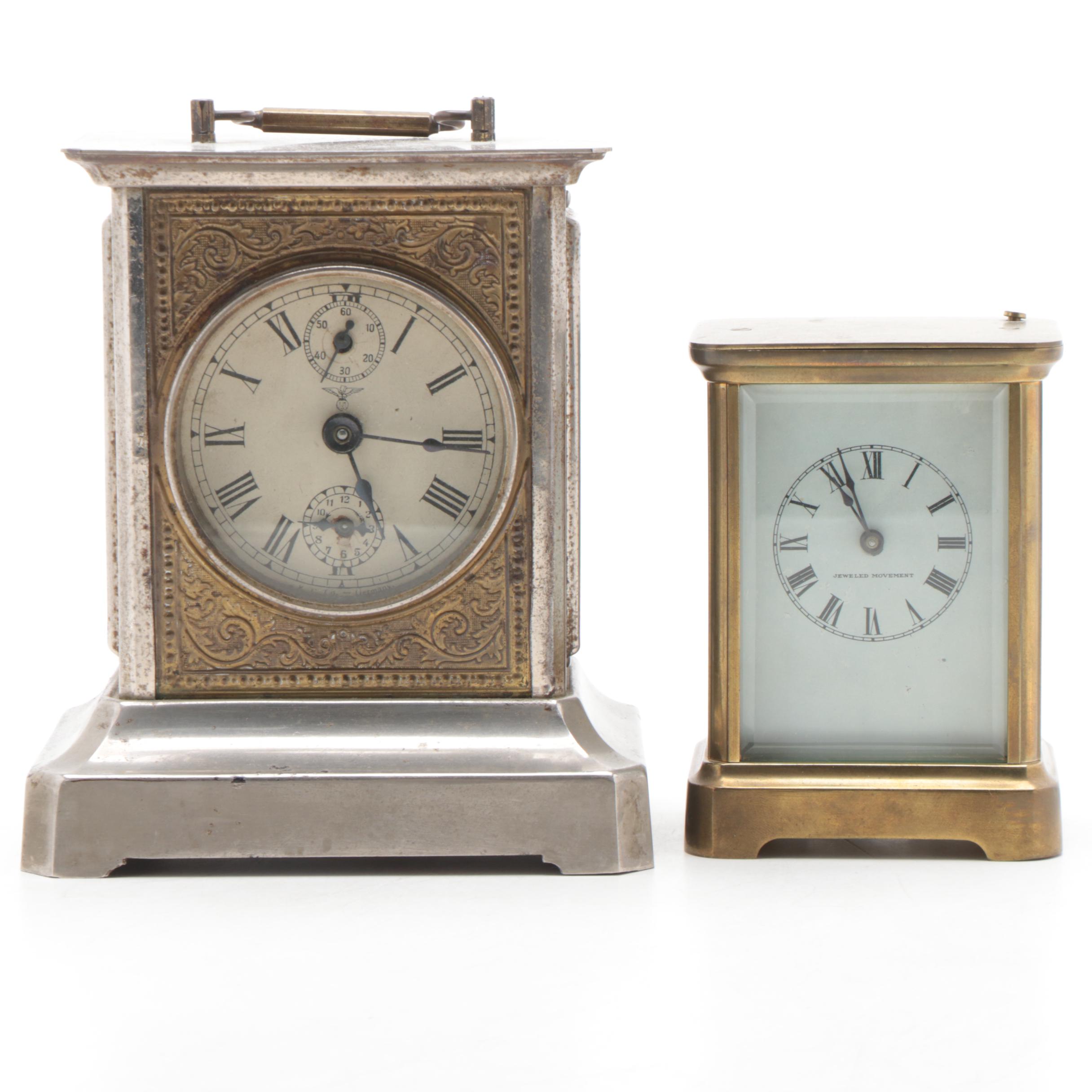 Friedrich Mauthe and Waterbury Clock Co. Carriage Clocks, Early 20th Century