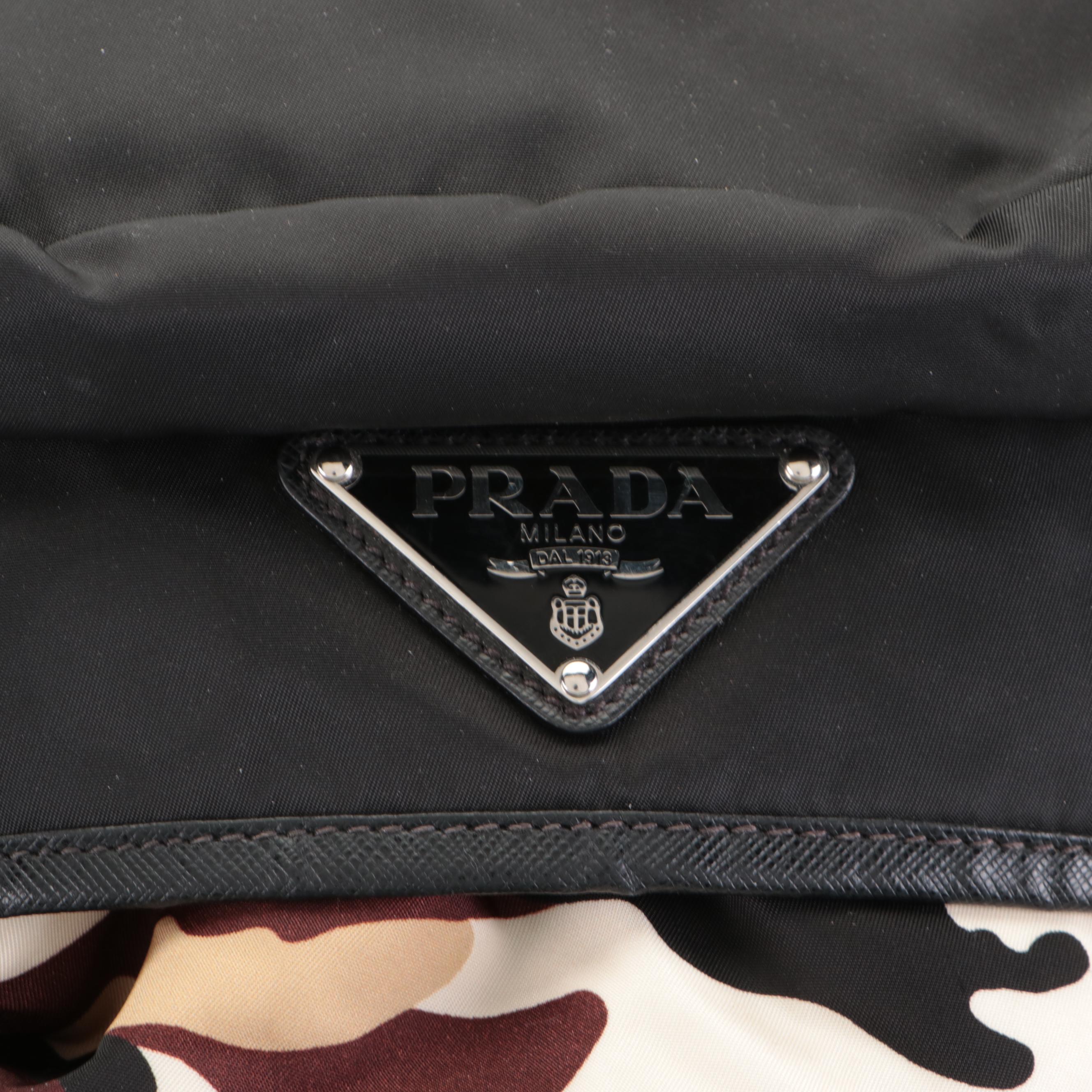Prada Side-Pocket Rucksack Backpack in Nylon Tessuto and Saffiano Leather