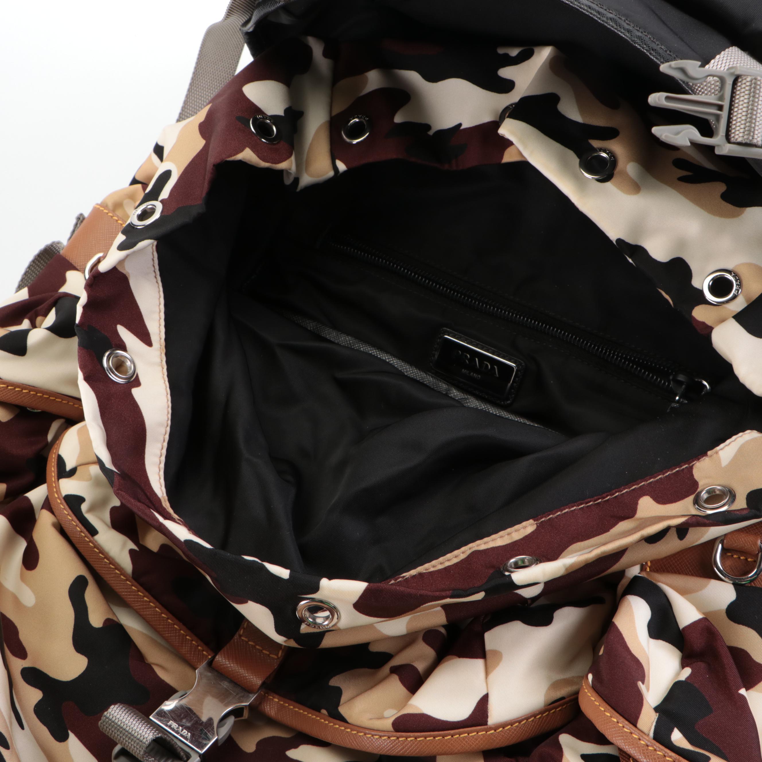 Prada Side-Pocket Rucksack Backpack in Nylon Tessuto and Saffiano Leather