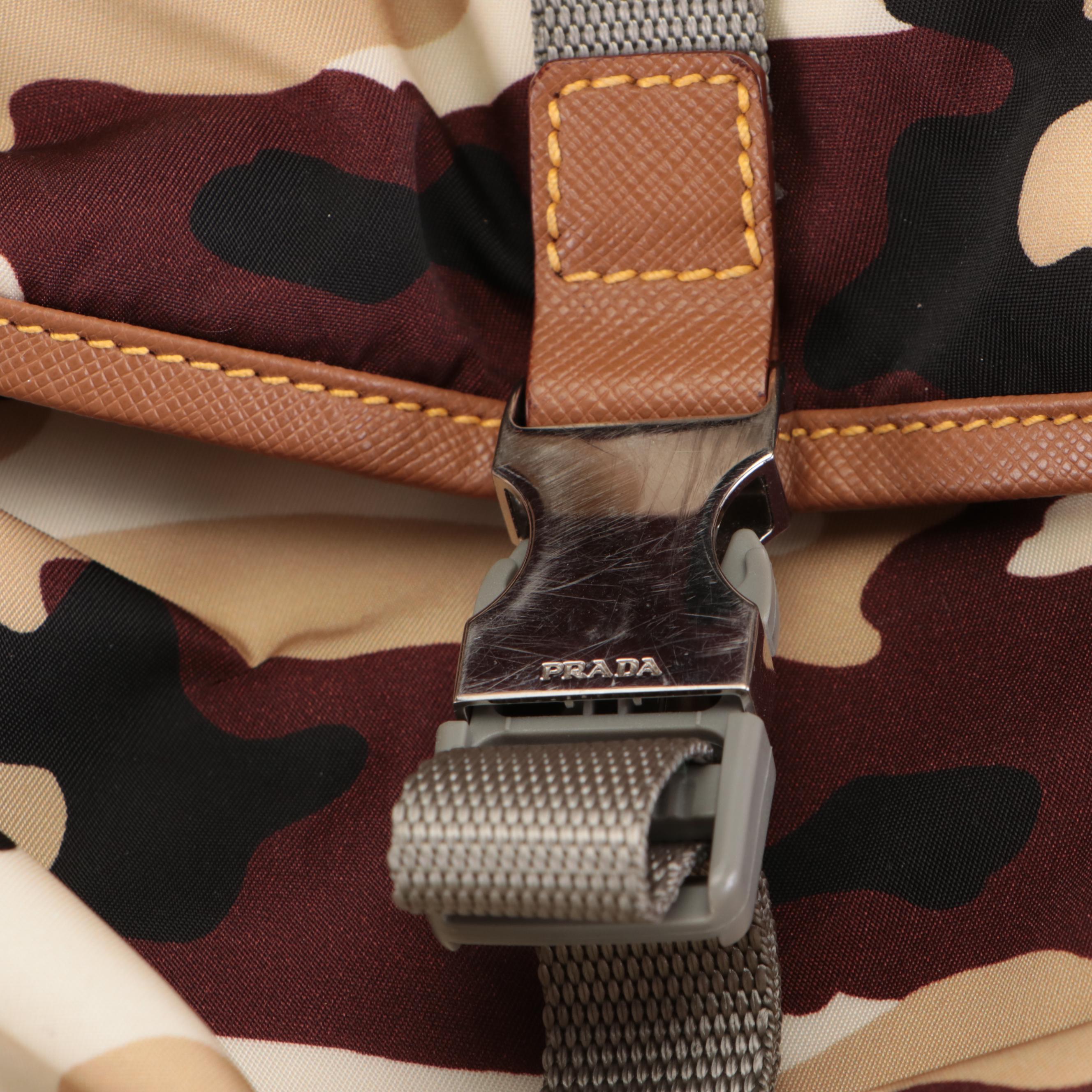 Prada Side-Pocket Rucksack Backpack in Nylon Tessuto and Saffiano Leather