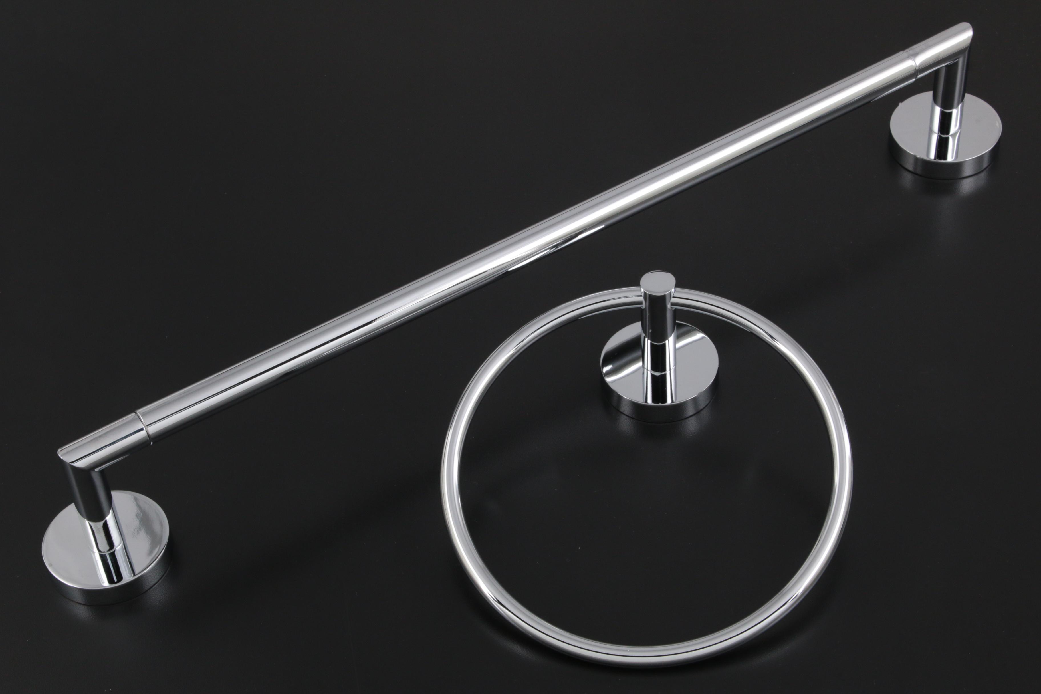 Chrome Two-Handle Handicap Laundry Tray Faucet, Showerhead, Towel Bar, Ring