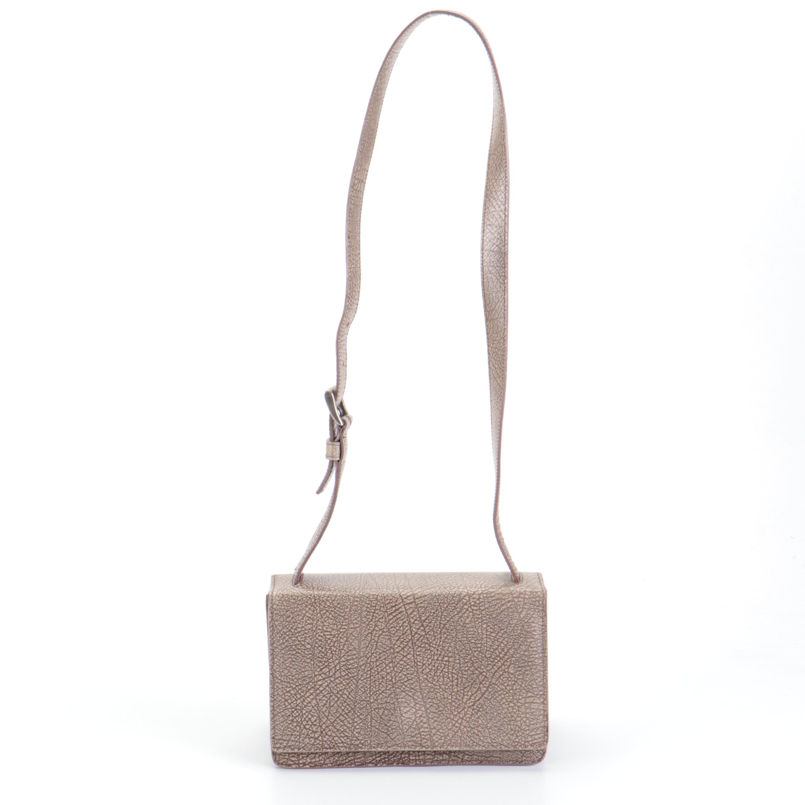 Prada Lama Roccia Crackle Grained Leather Front Flap Accordion Shoulder Bag