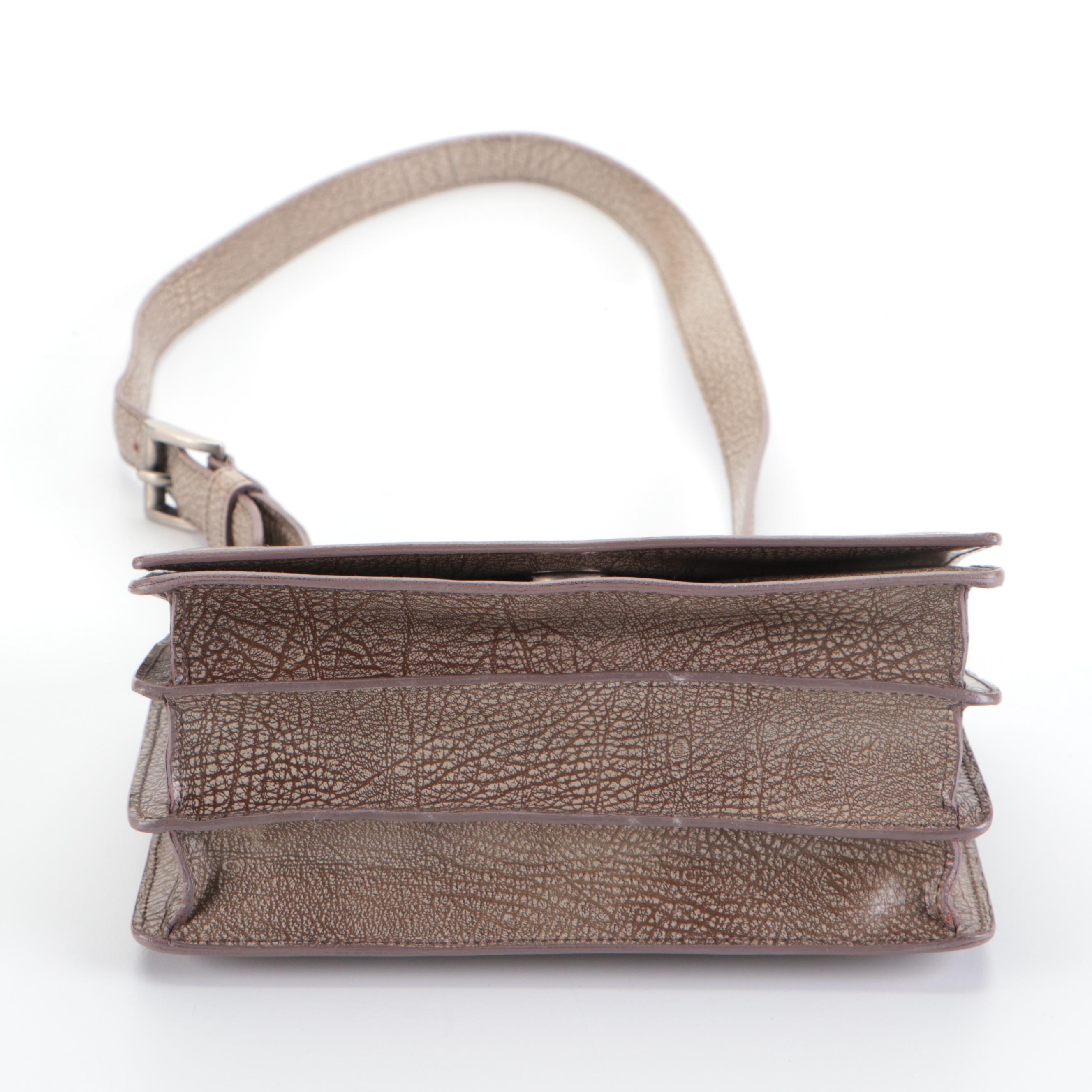 Prada Lama Roccia Crackle Grained Leather Front Flap Accordion Shoulder Bag