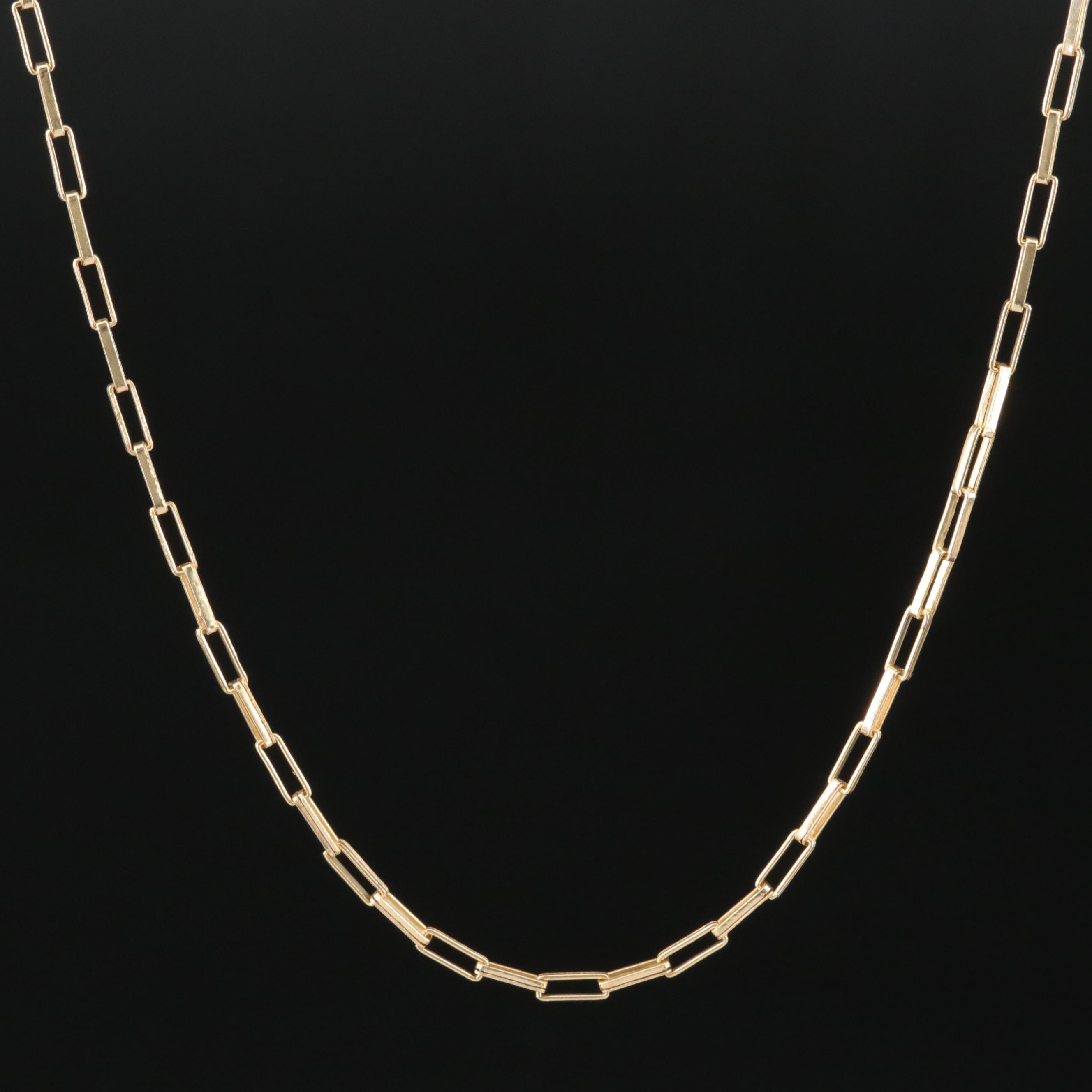 14K Rectangular Cable Chain Necklace with 18K Clasp