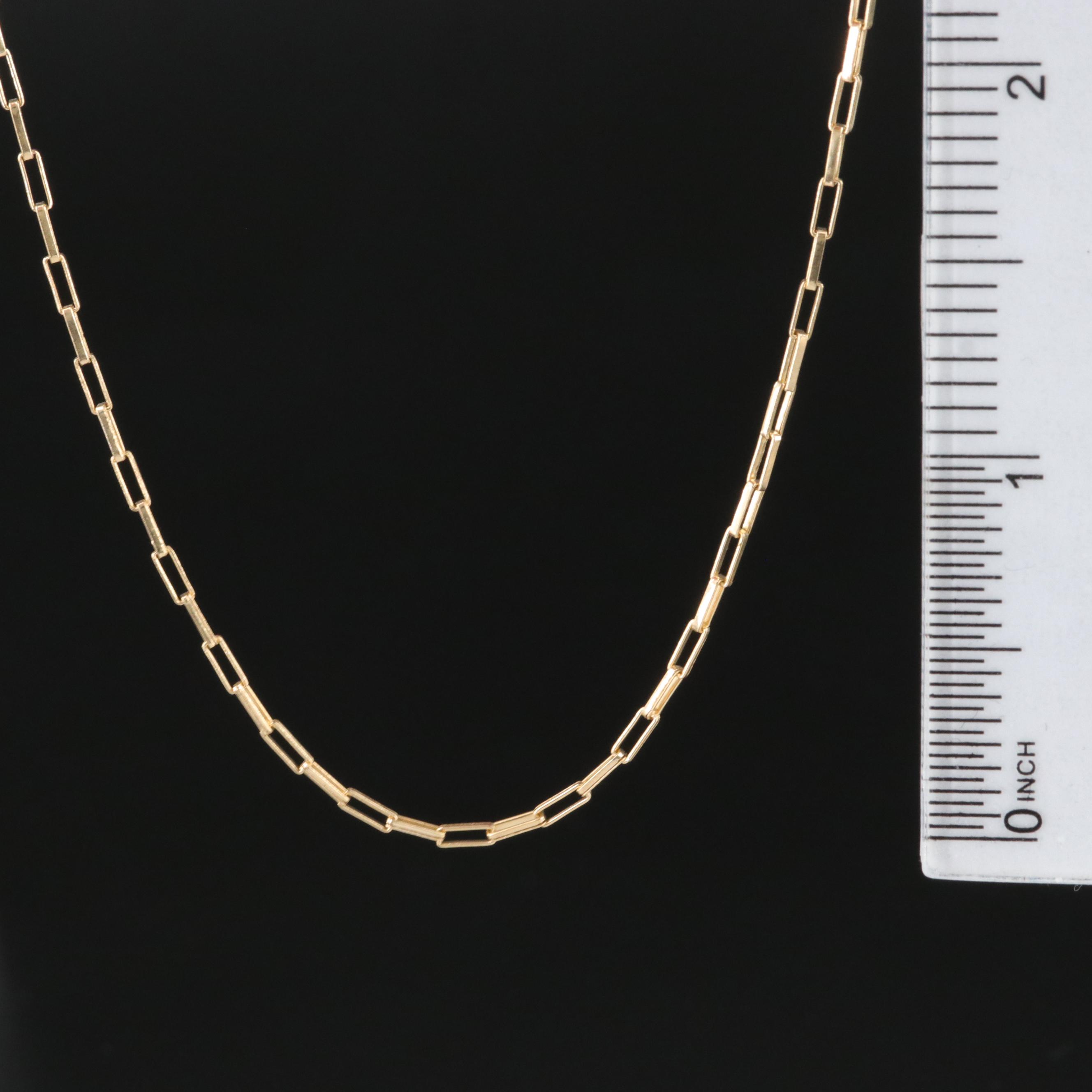 14K Rectangular Cable Chain Necklace with 18K Clasp