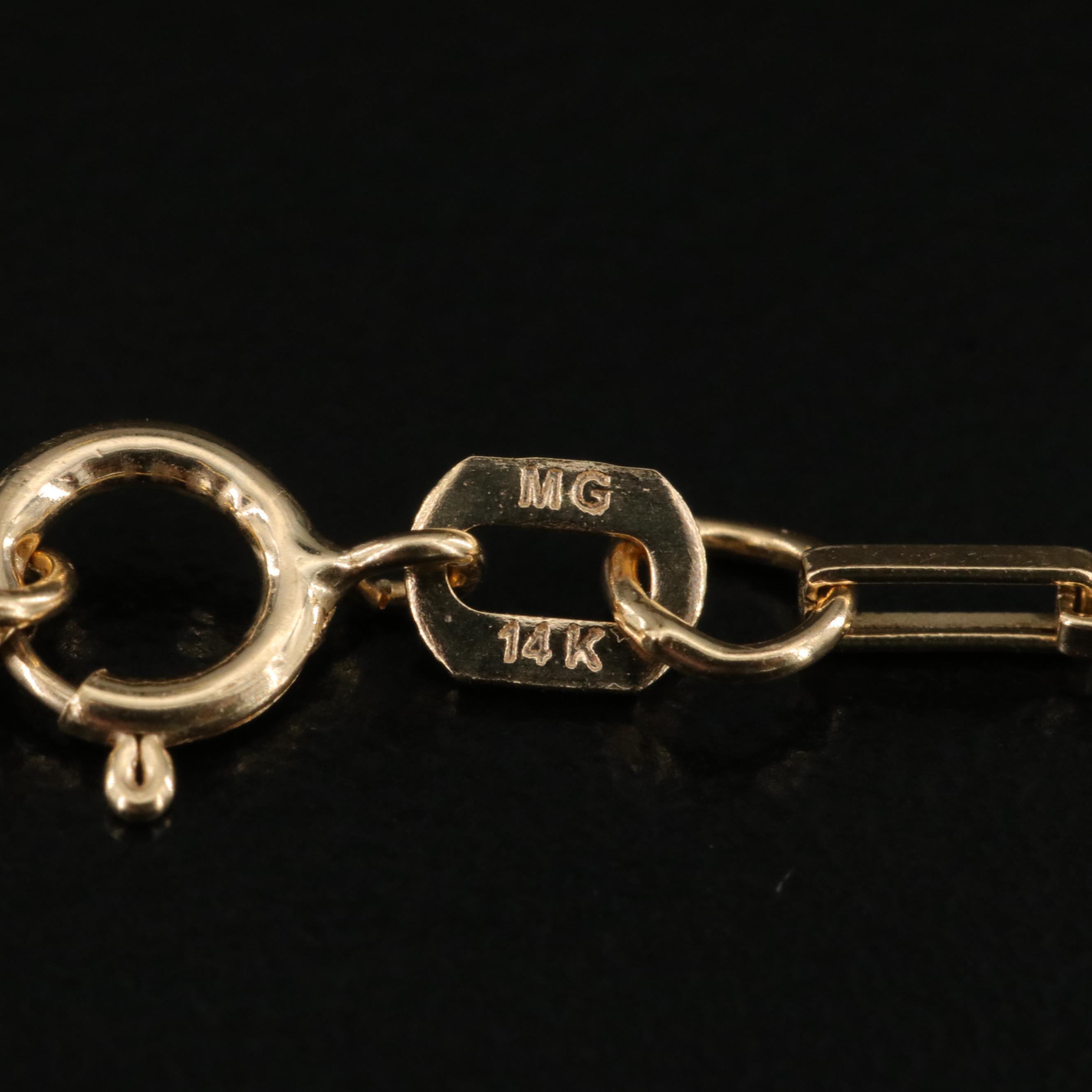 14K Rectangular Cable Chain Necklace with 18K Clasp