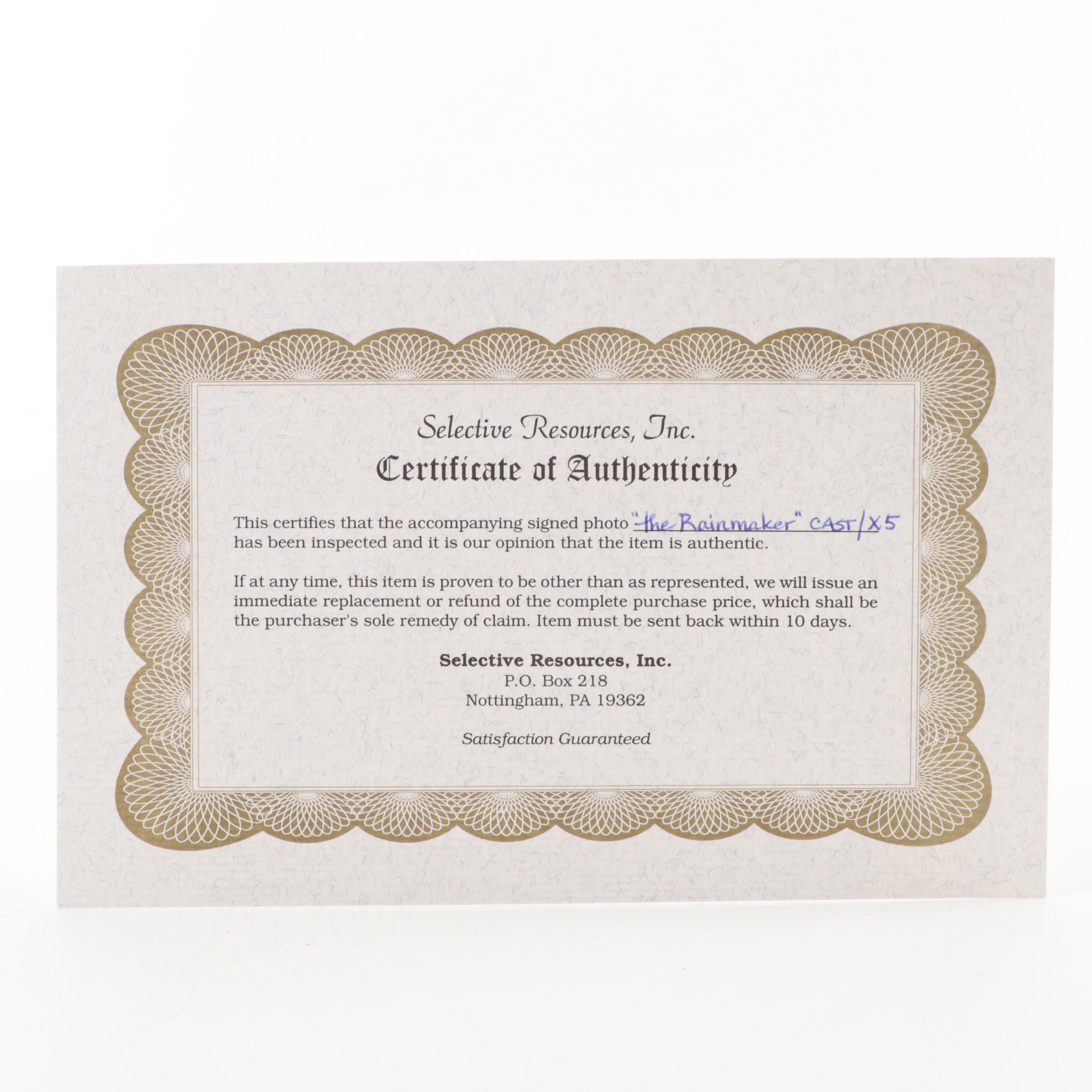 Jon Voight, Matt Damon, Danny Devito, Others Signed "The Rainmakers" Movie Print