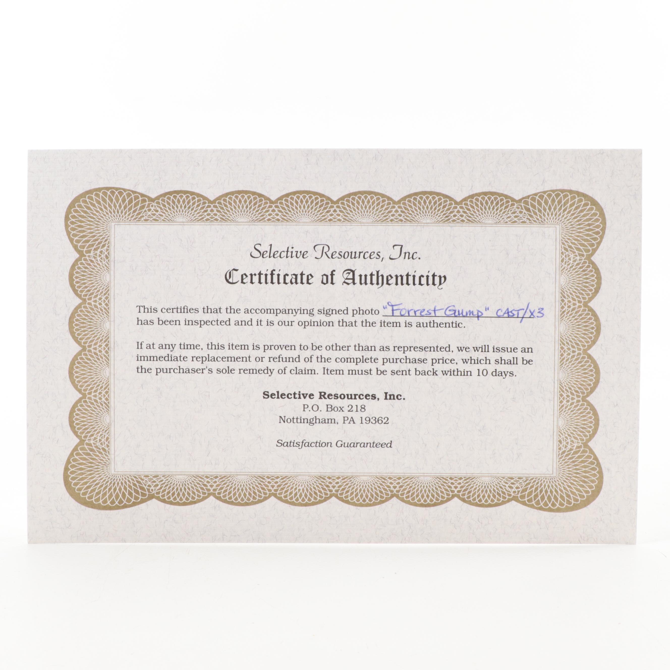 Tom Hanks, Sally Field, and Gary Sinise Signed "Forrest Gump" Movie Print