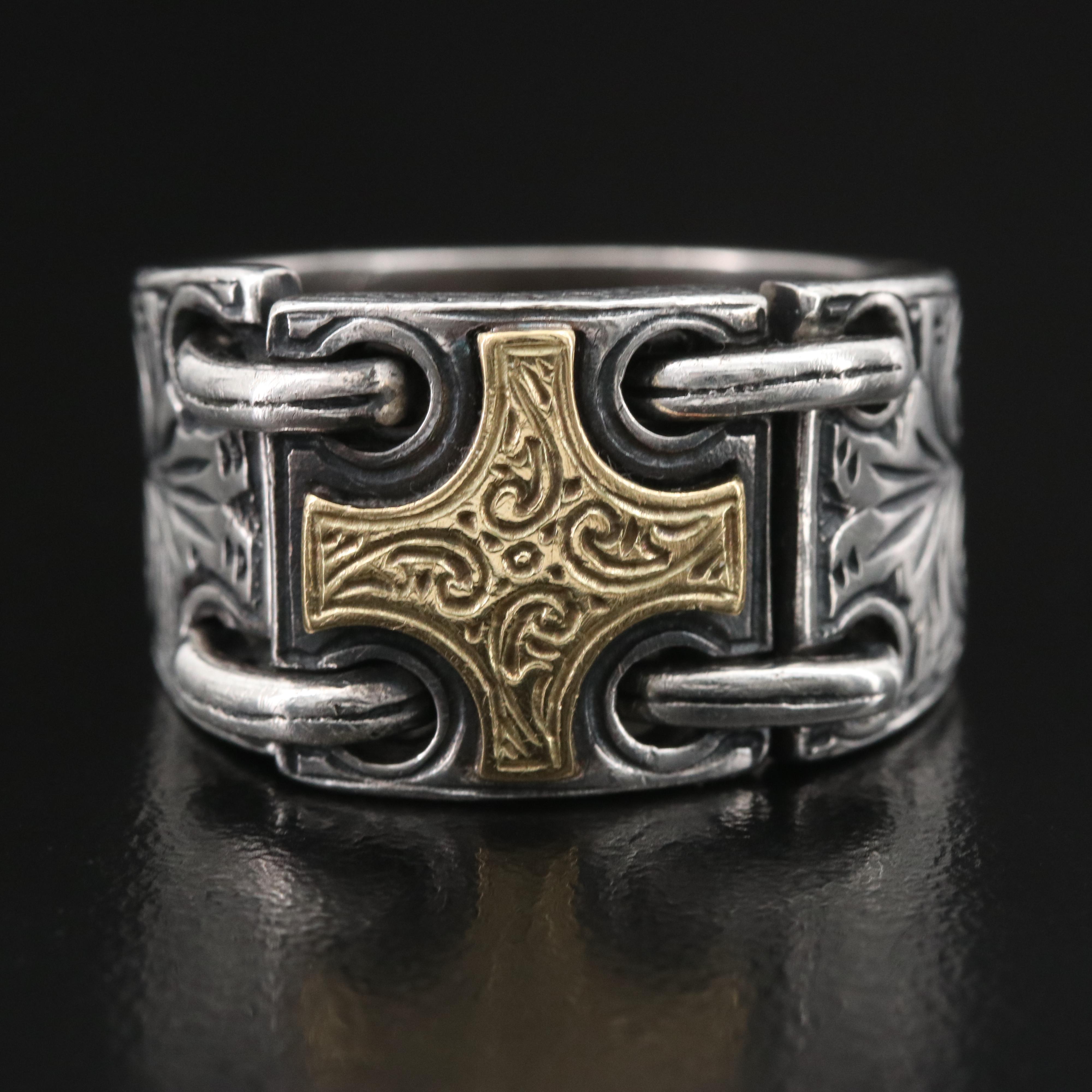 Konstantino Sterling Ring with 18K Maltese Cross Accent