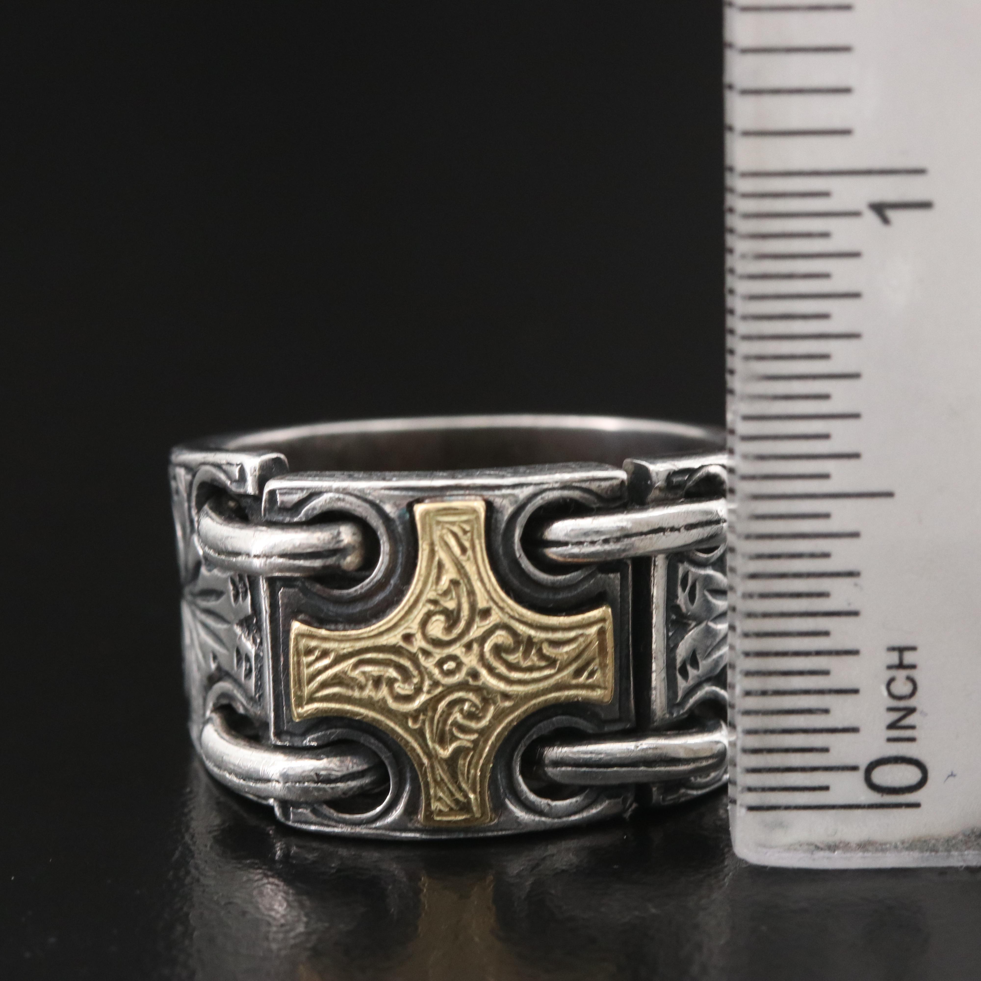 Konstantino Sterling Ring with 18K Maltese Cross Accent