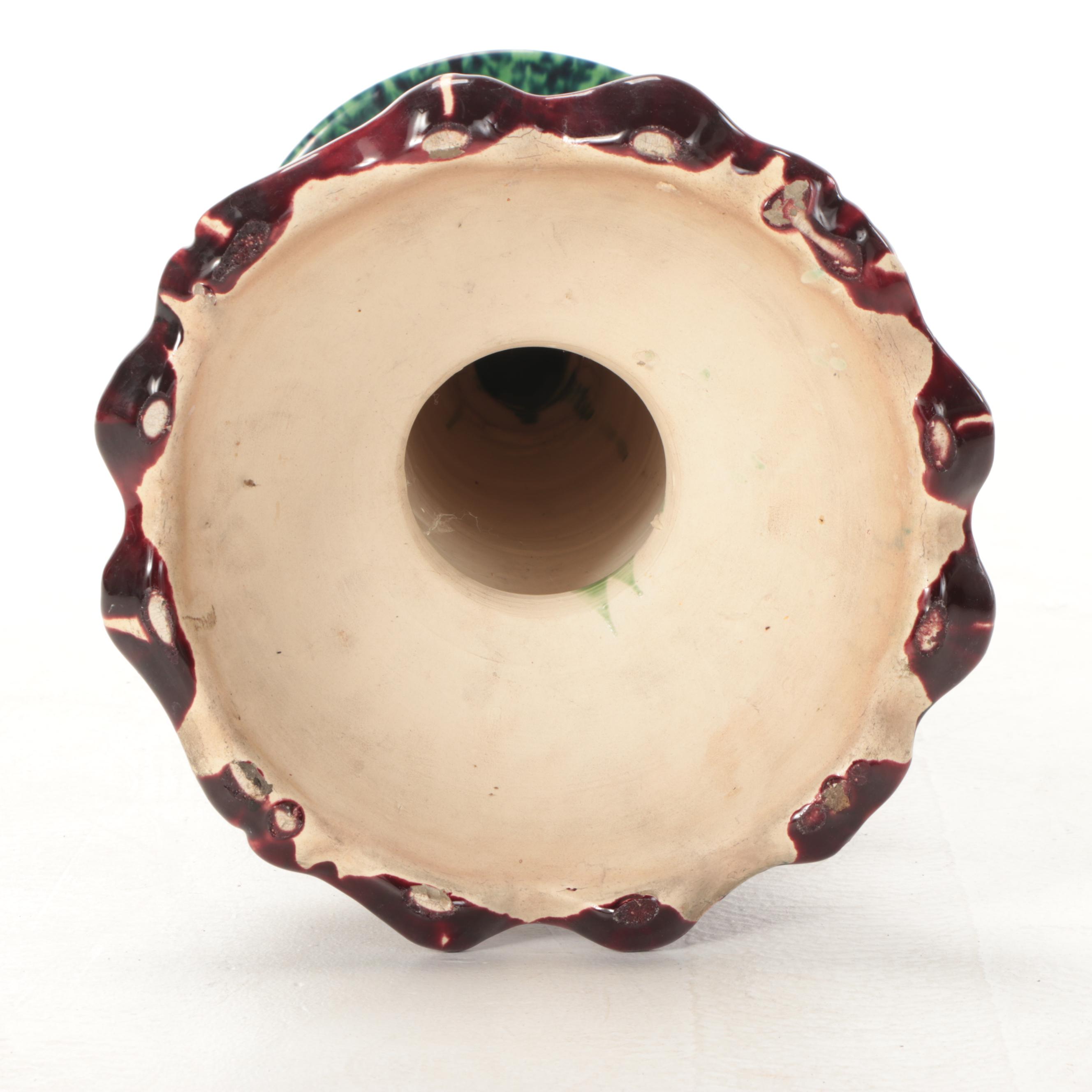 American Art Pottery Majolica Jardiniere with Pedestal, Early 20th Century