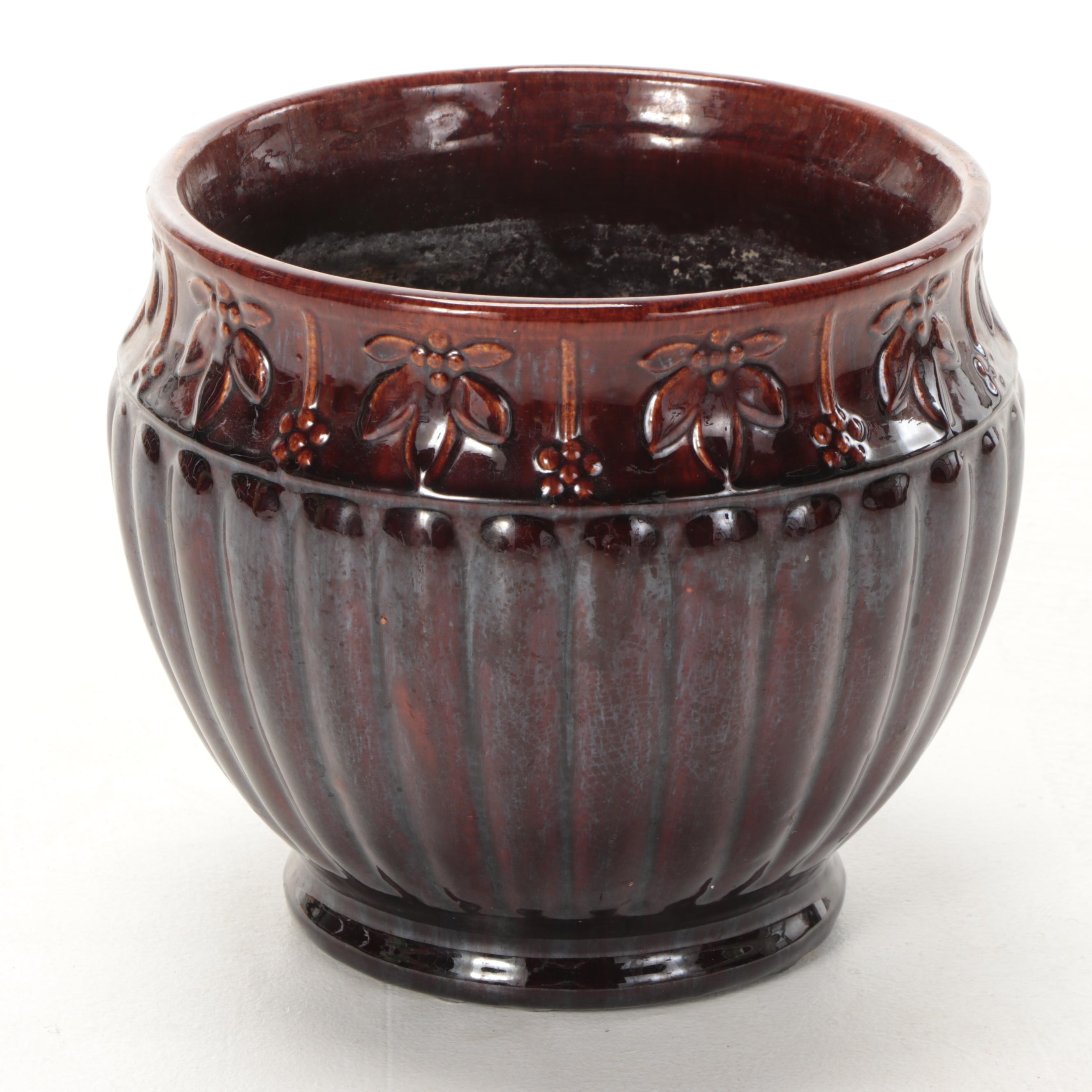 American Art Pottery Majolica Jardiniere with Pedestal, Early 20th Century