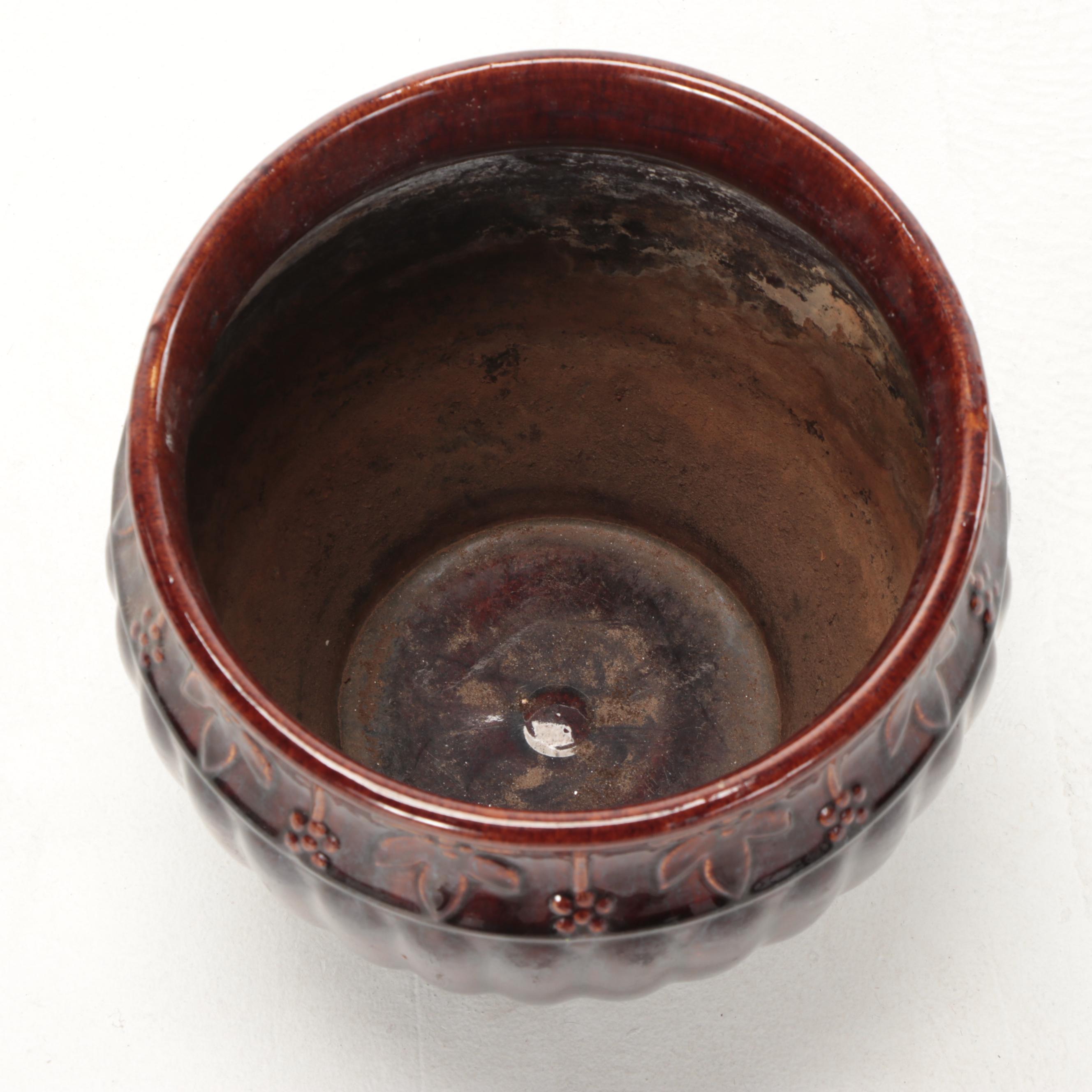 American Art Pottery Majolica Jardiniere with Pedestal, Early 20th Century