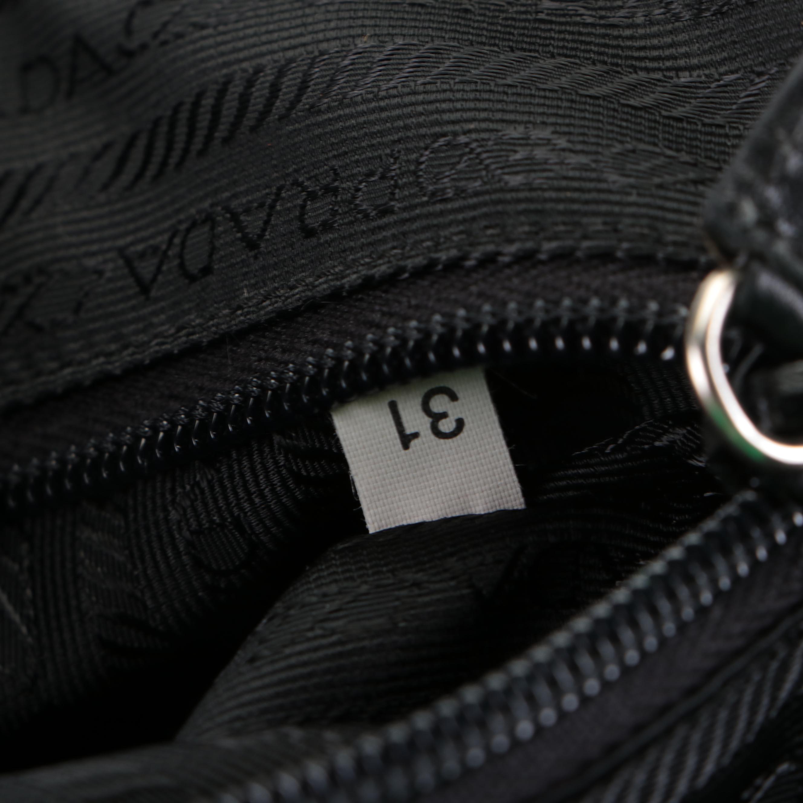 Prada Black Wool and Leather Shoulder Bag