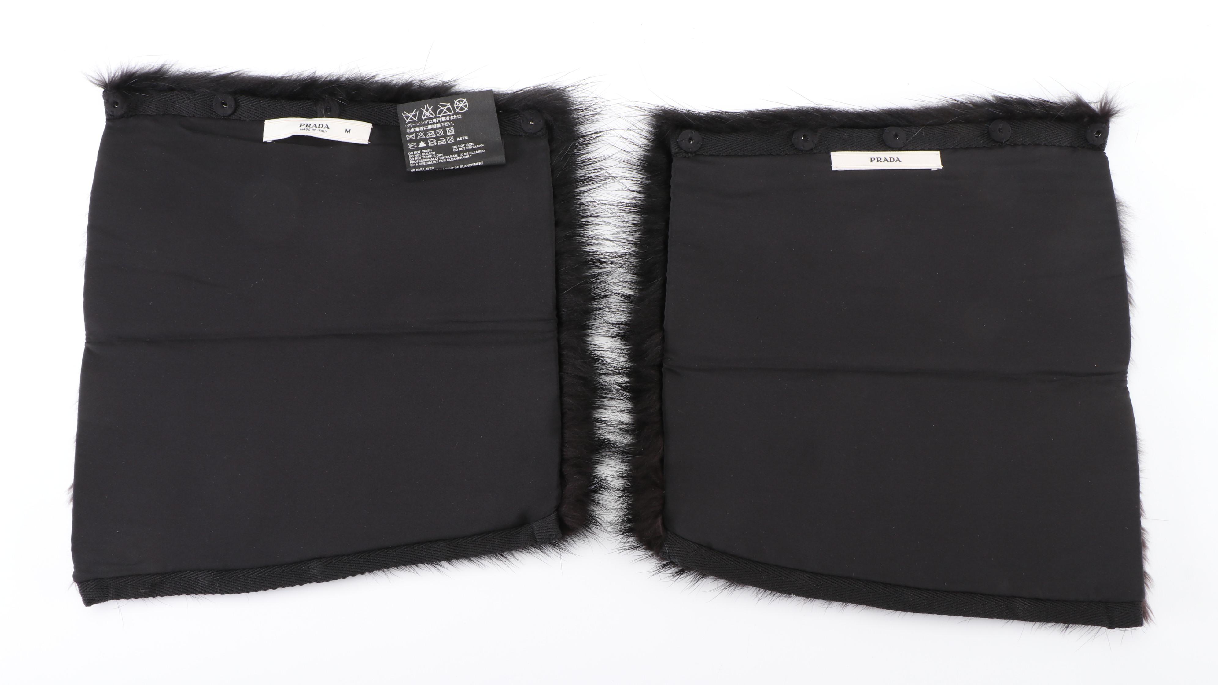 Prada Black Dyed Beaver Fur Gauntlets