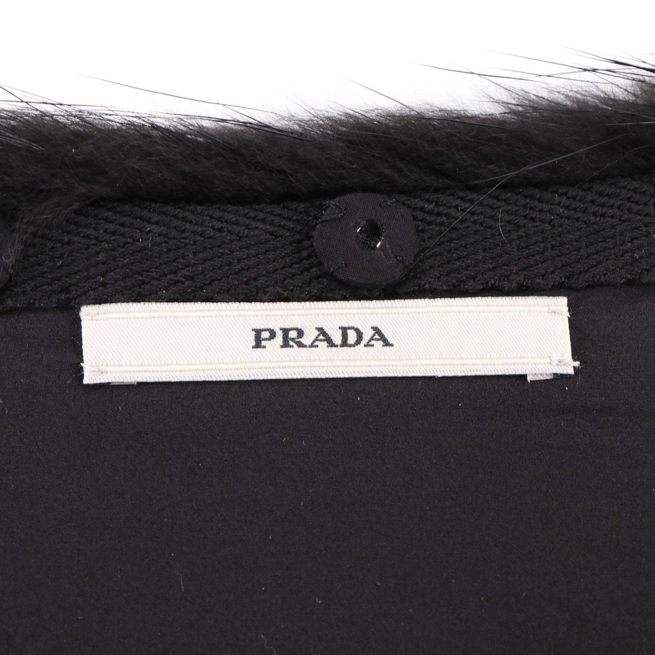 Prada Black Dyed Beaver Fur Gauntlets