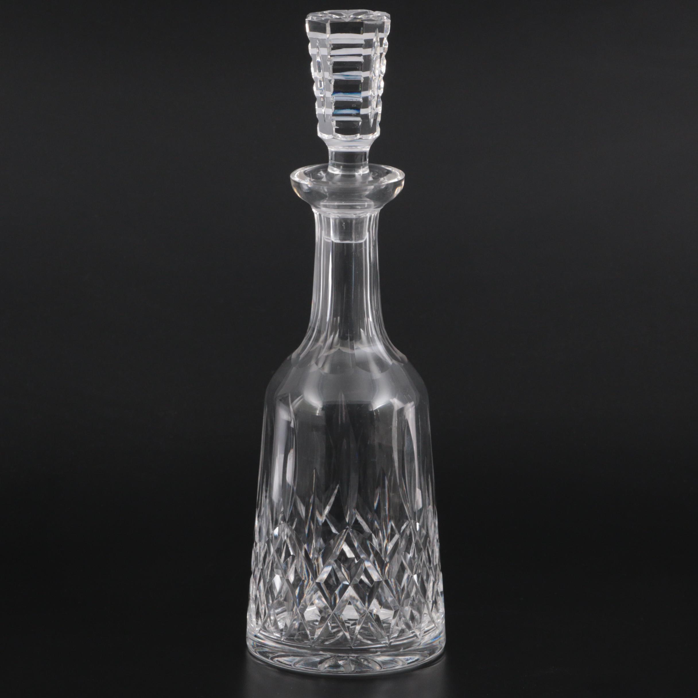 Waterford Crystal "Lismore" Wine Decanter with Stopper and Sherry Glasses