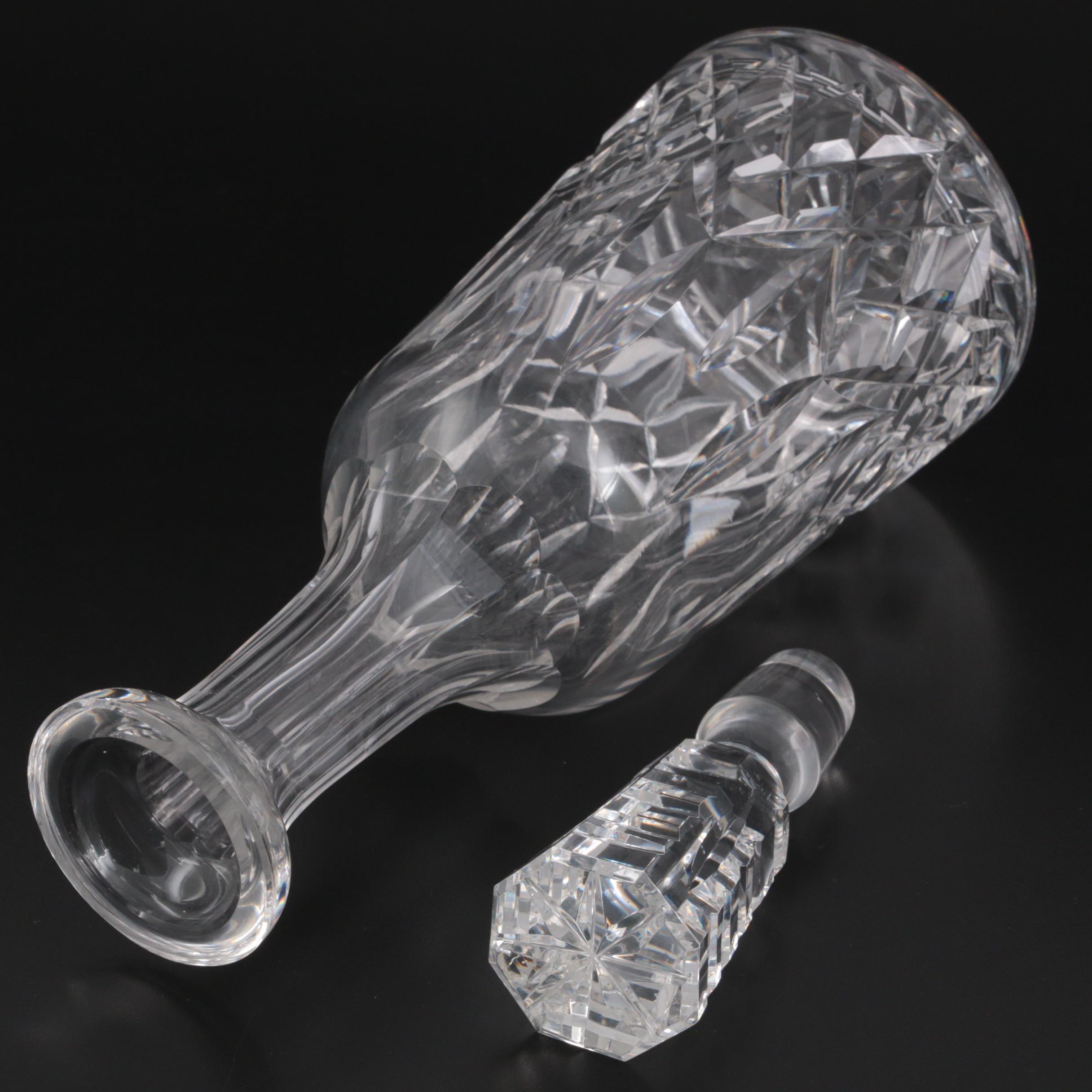 Waterford Crystal "Lismore" Wine Decanter with Stopper and Sherry Glasses