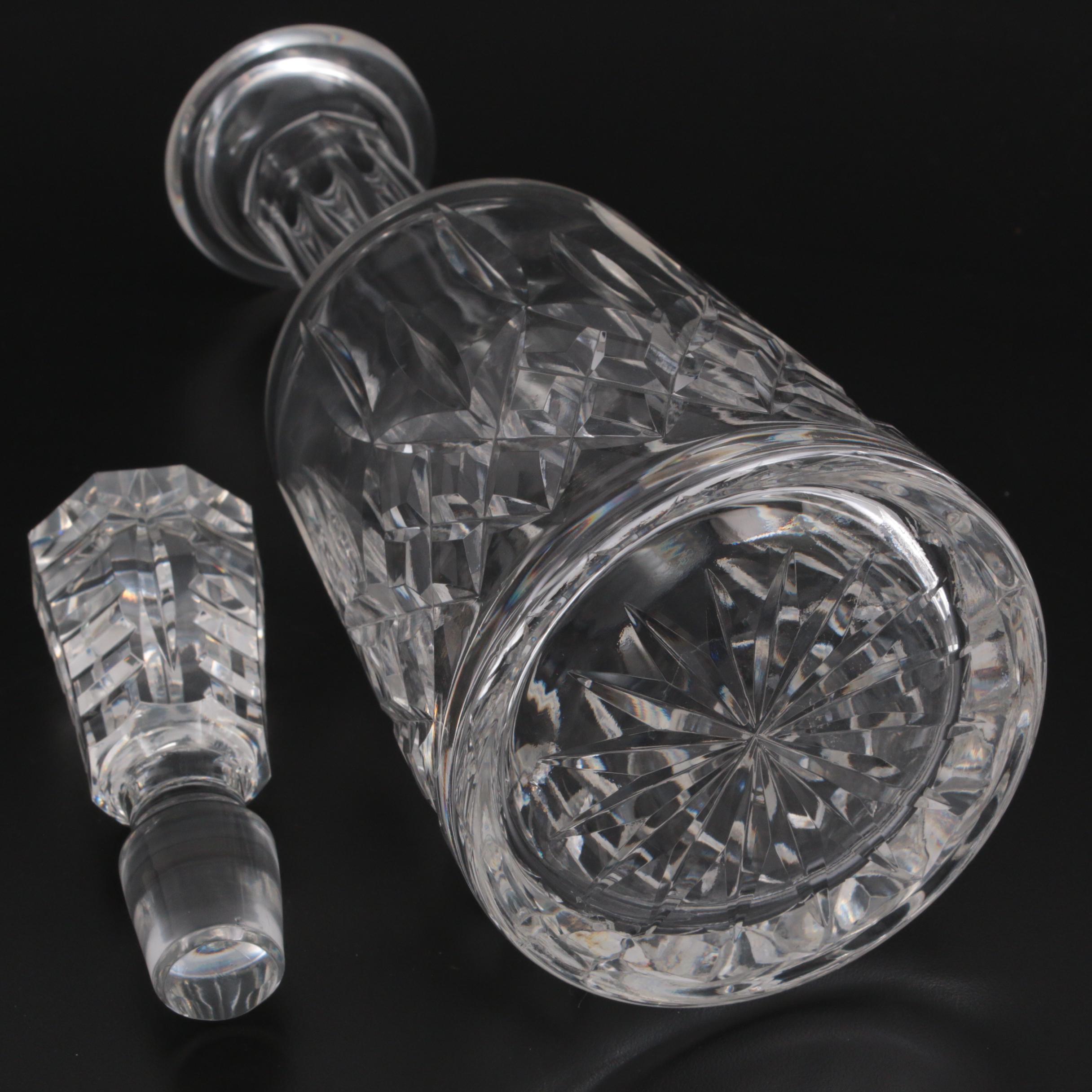 Waterford Crystal "Lismore" Wine Decanter with Stopper and Sherry Glasses