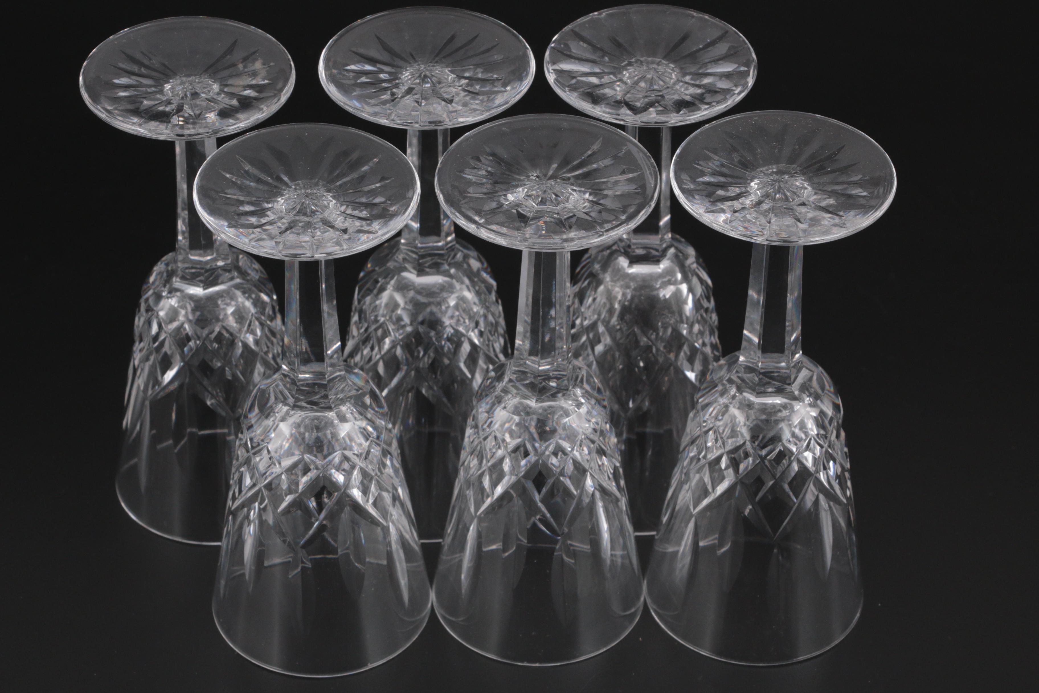 Waterford Crystal "Lismore" Wine Decanter with Stopper and Sherry Glasses