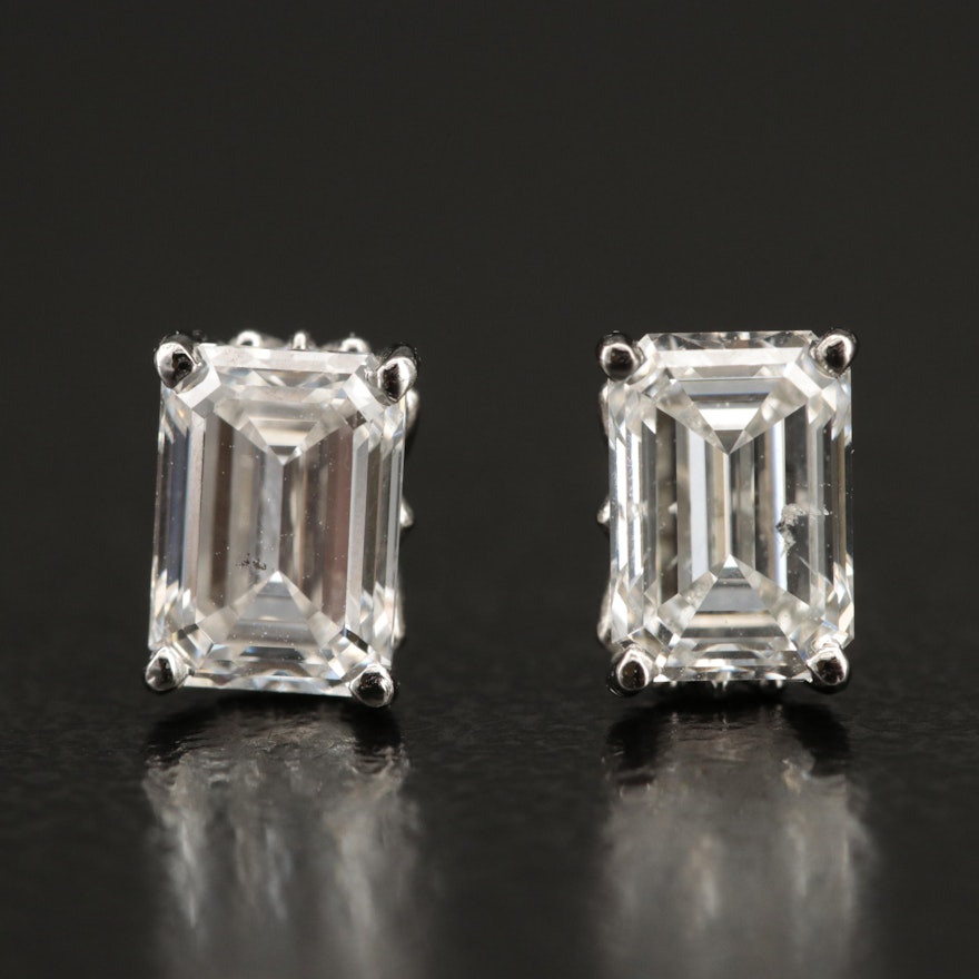 Platinum 1.28 CTW Diamond Stud Earrings with GIA Dossiers