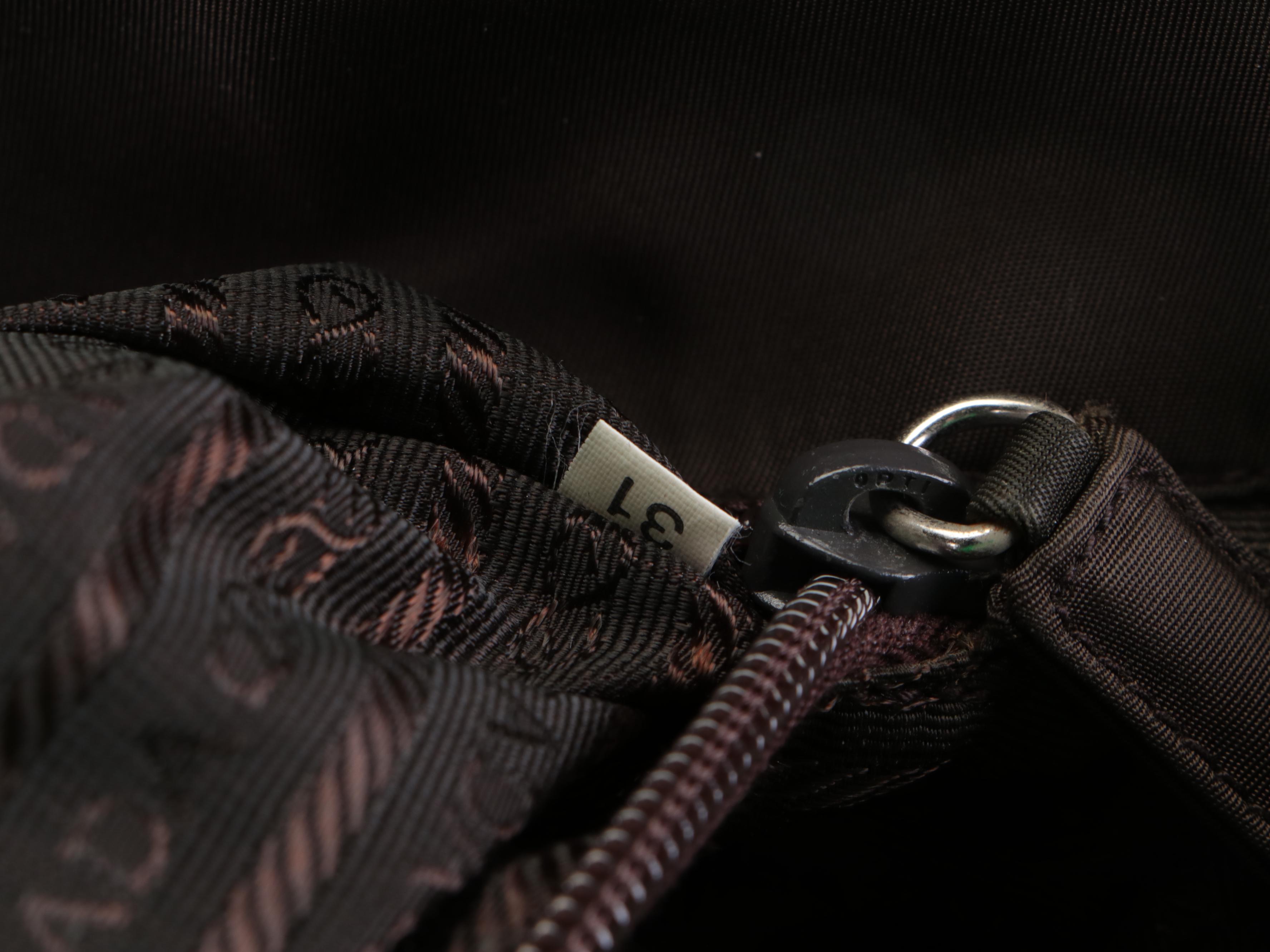 Prada Small Handbag in Olive Green Tessuto Nylon and Dark Brown Leather Trim