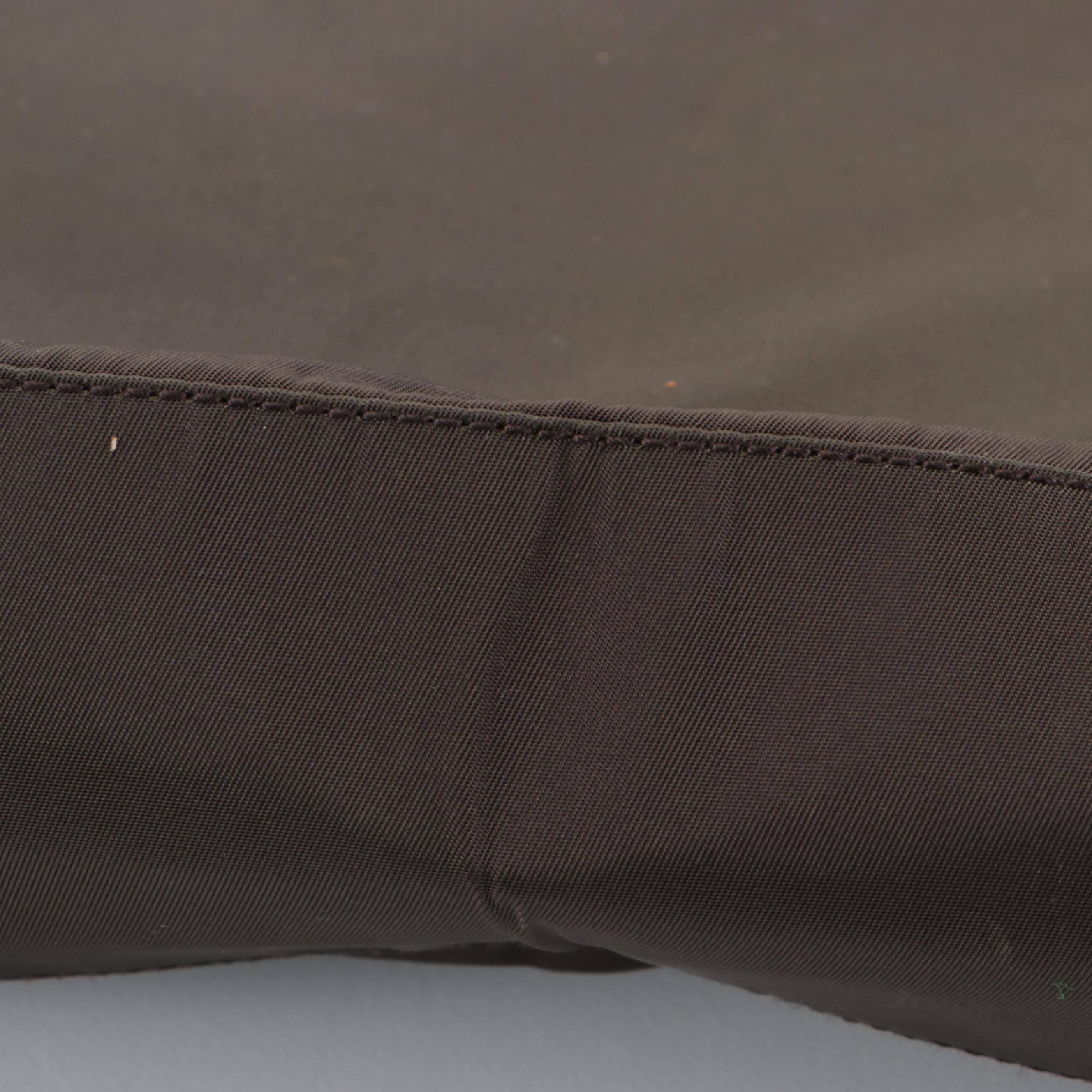 Prada Small Handbag in Olive Green Tessuto Nylon and Dark Brown Leather Trim