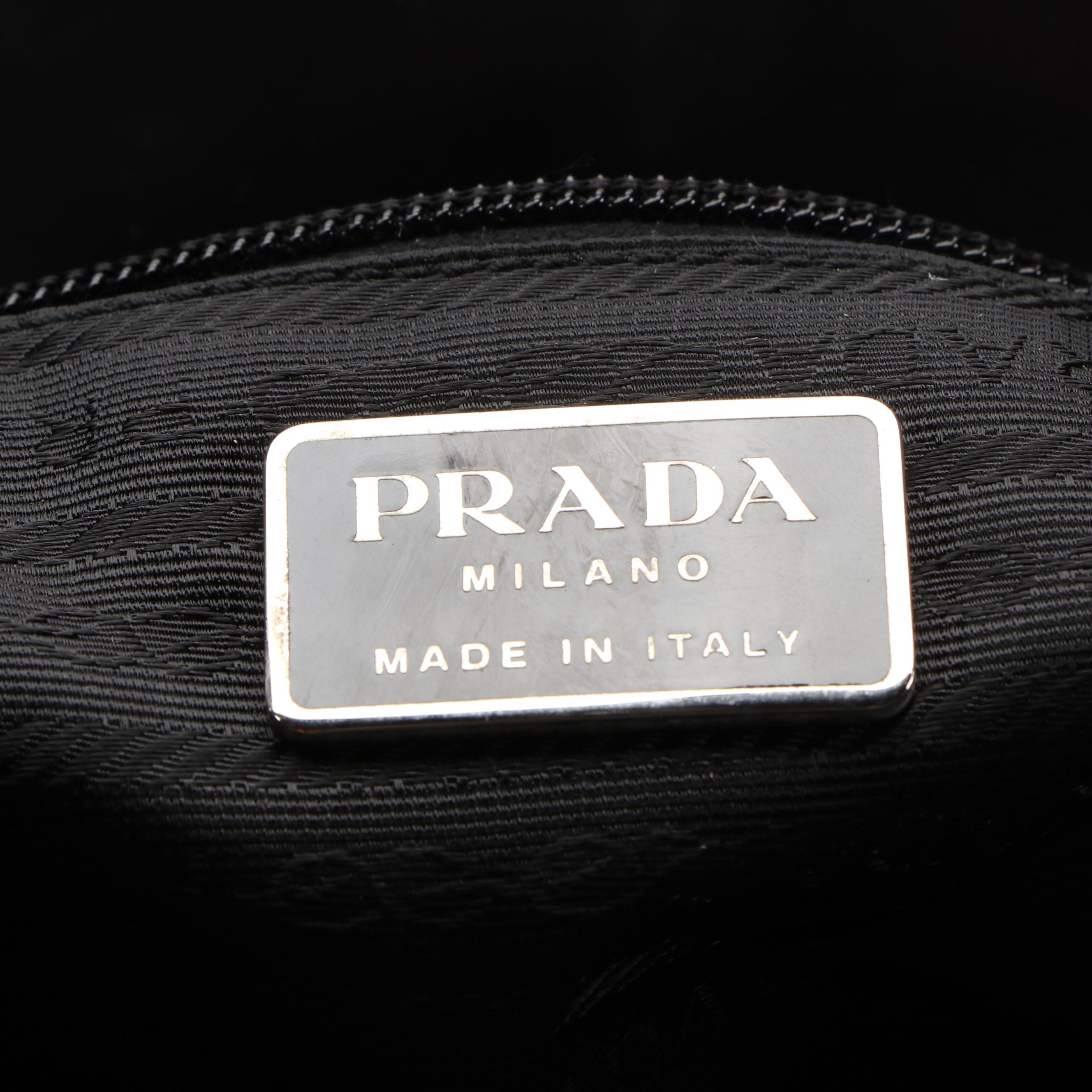 Prada Green Tessuto Nylon and Black Leather Tote