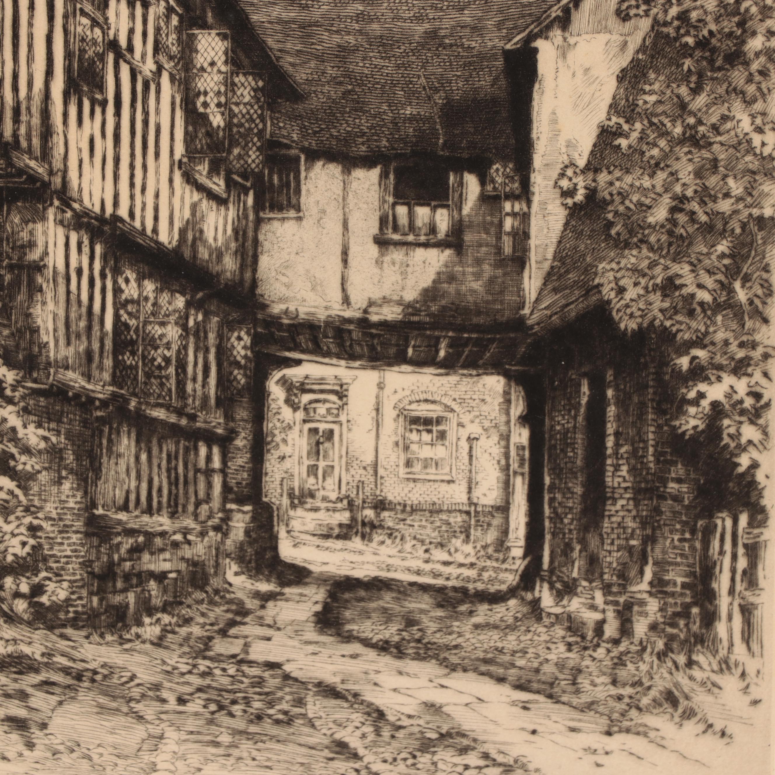 Albany E. Howarth Drypoint Etching "The Mermaid Inn," Circa 1900