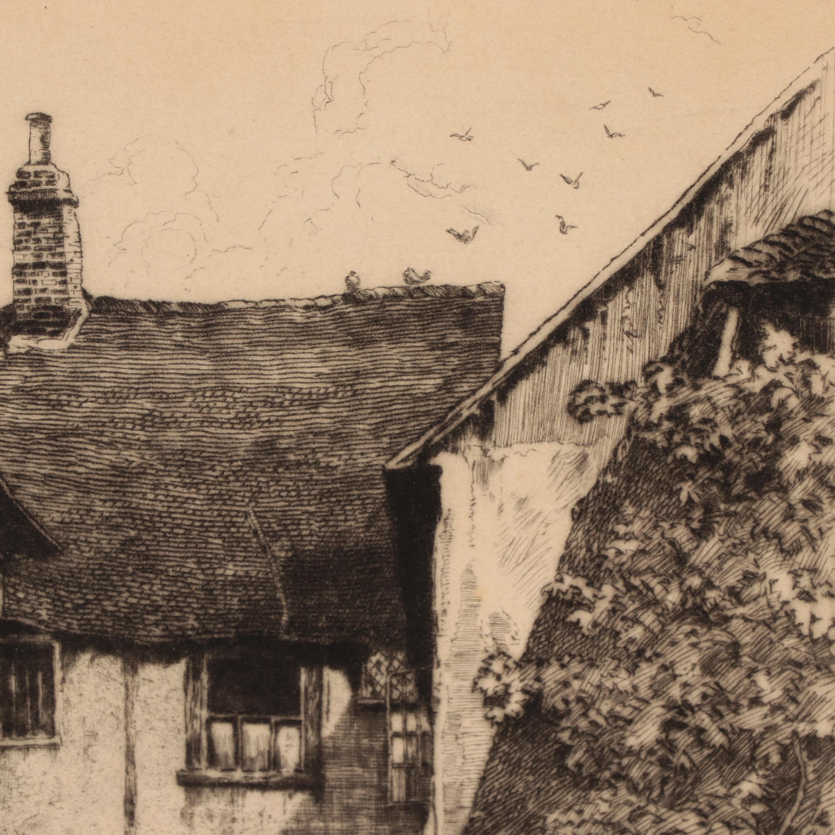 Albany E. Howarth Drypoint Etching "The Mermaid Inn," Circa 1900