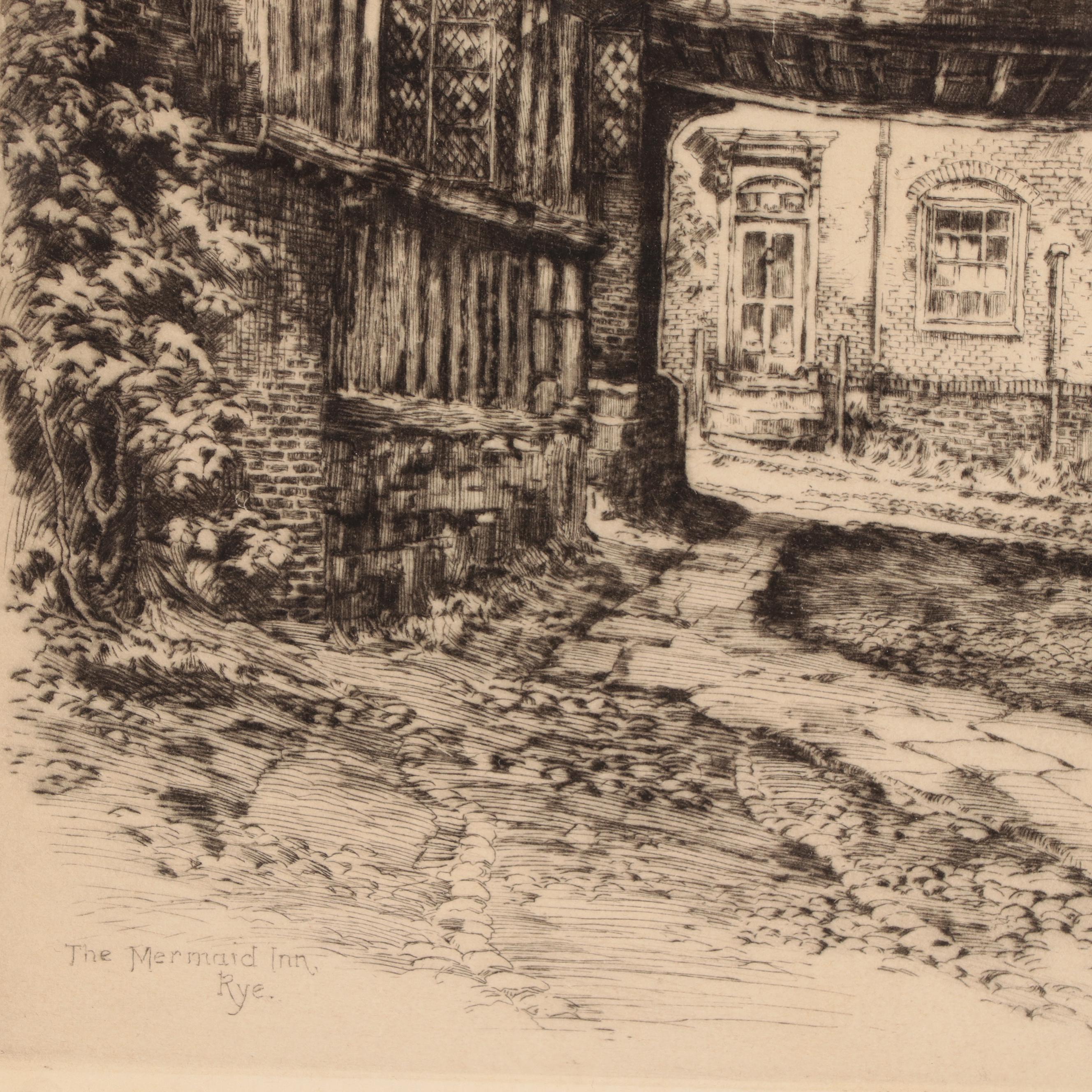 Albany E. Howarth Drypoint Etching "The Mermaid Inn," Circa 1900