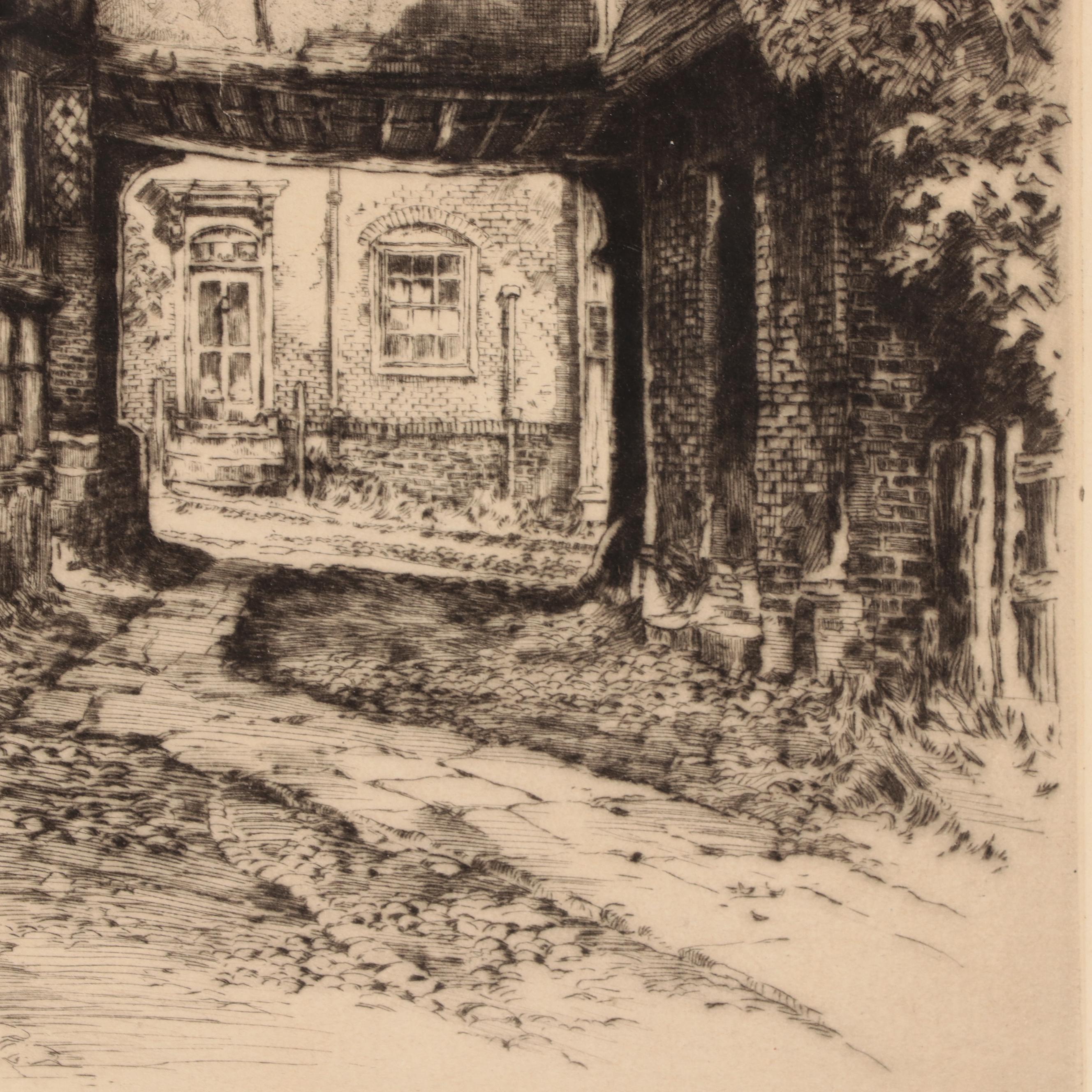 Albany E. Howarth Drypoint Etching "The Mermaid Inn," Circa 1900
