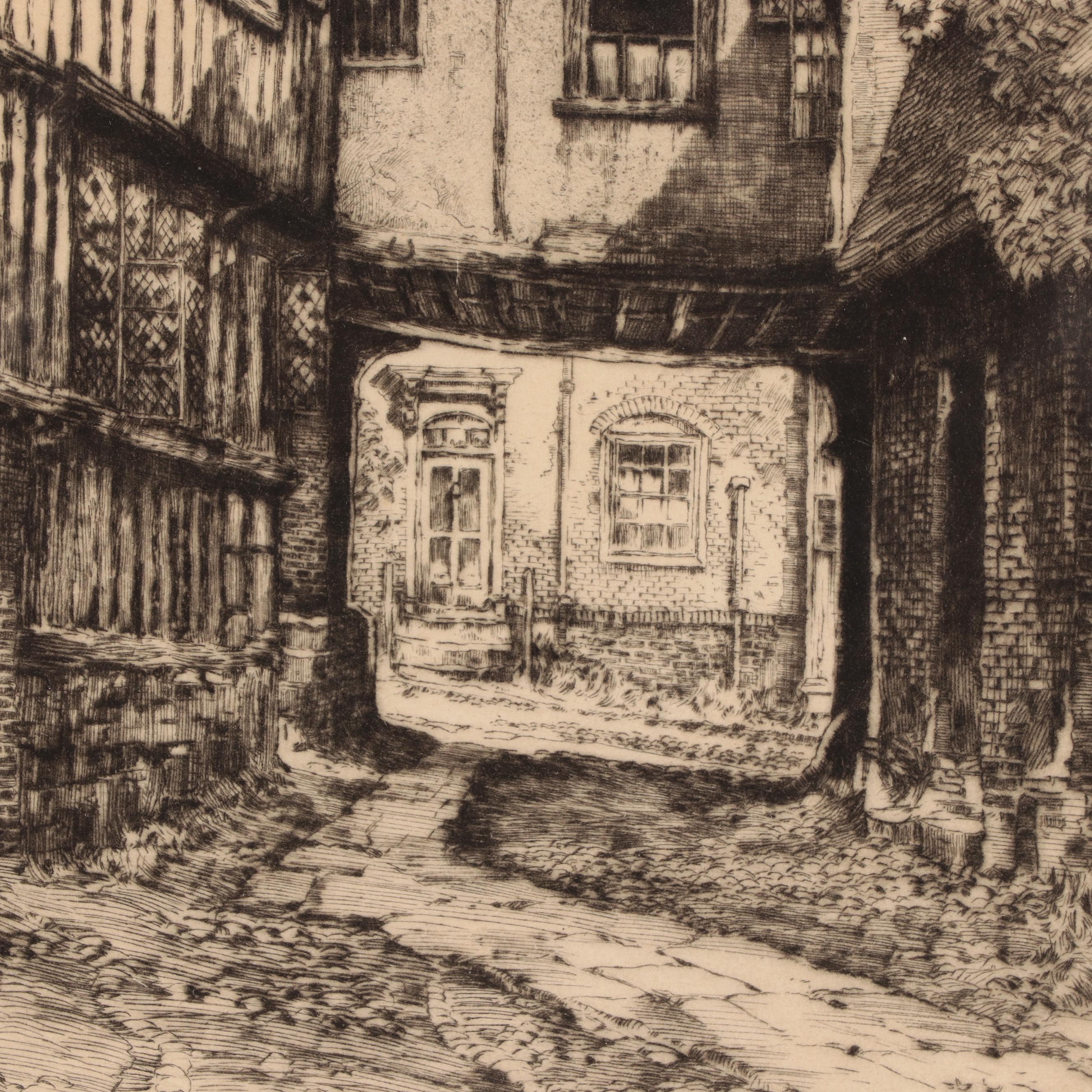 Albany E. Howarth Drypoint Etching "The Mermaid Inn," Circa 1900