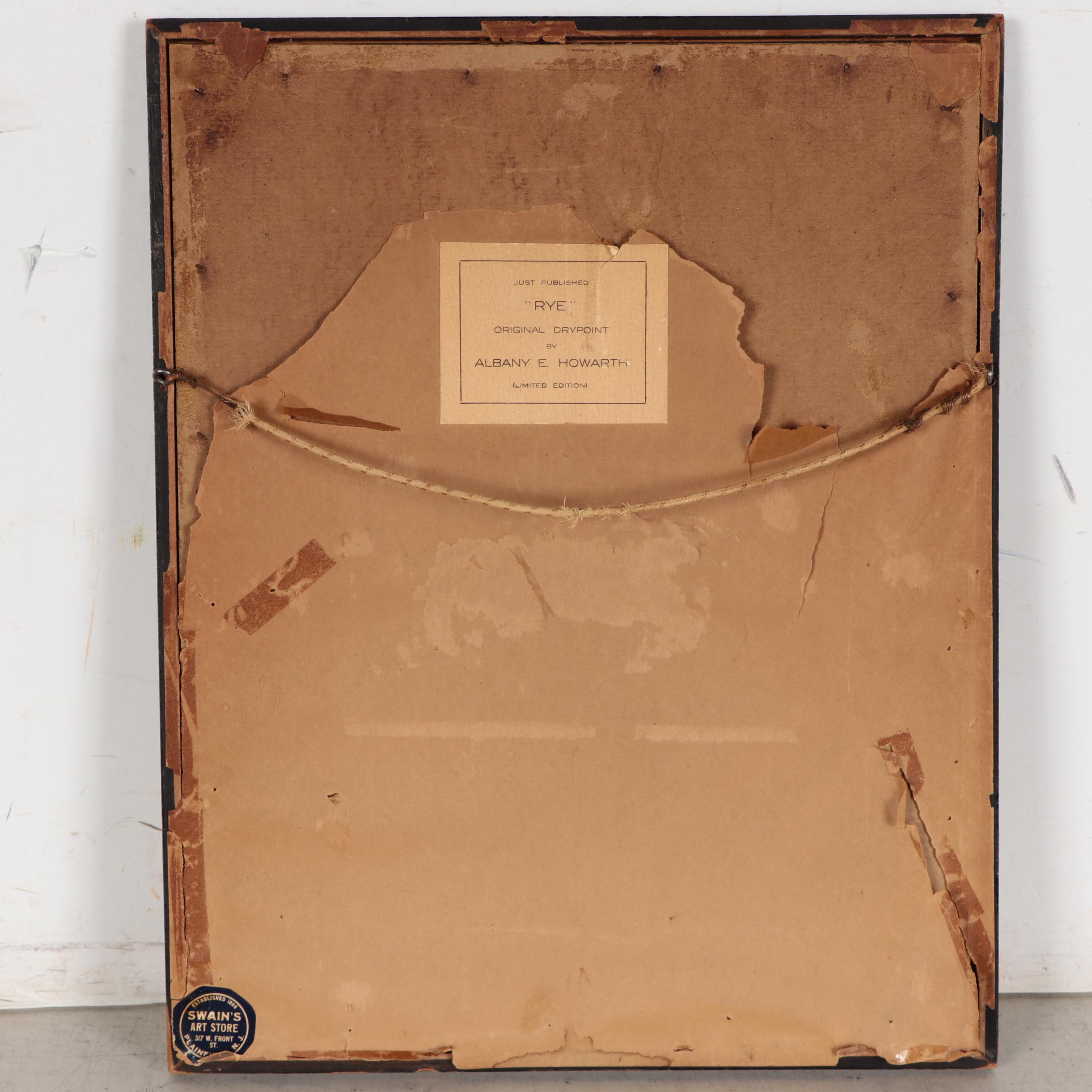 Albany E. Howarth Drypoint Etching "The Mermaid Inn," Circa 1900