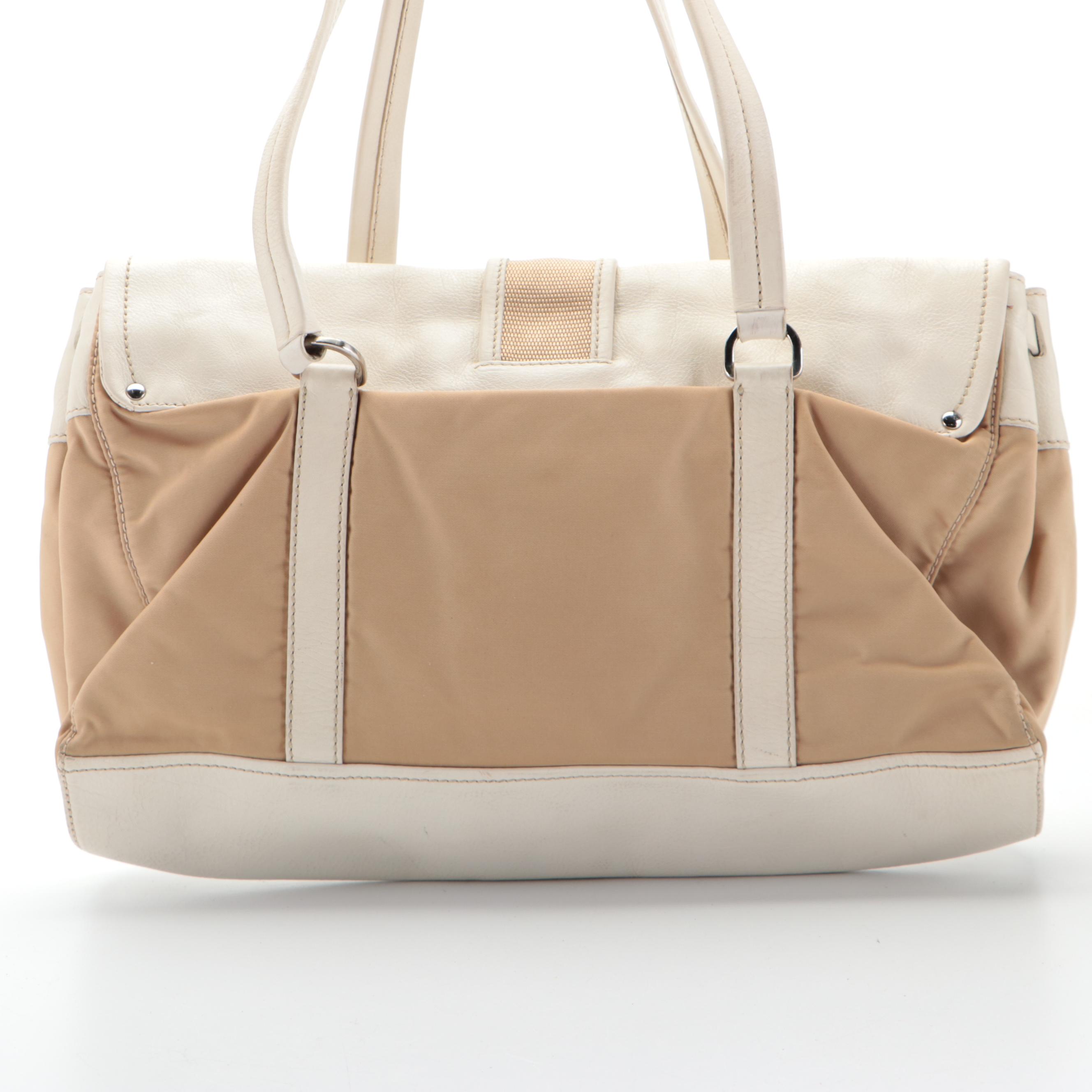 Prada Flap Front Shoulder Bag in Tessuto Nylon and Leather