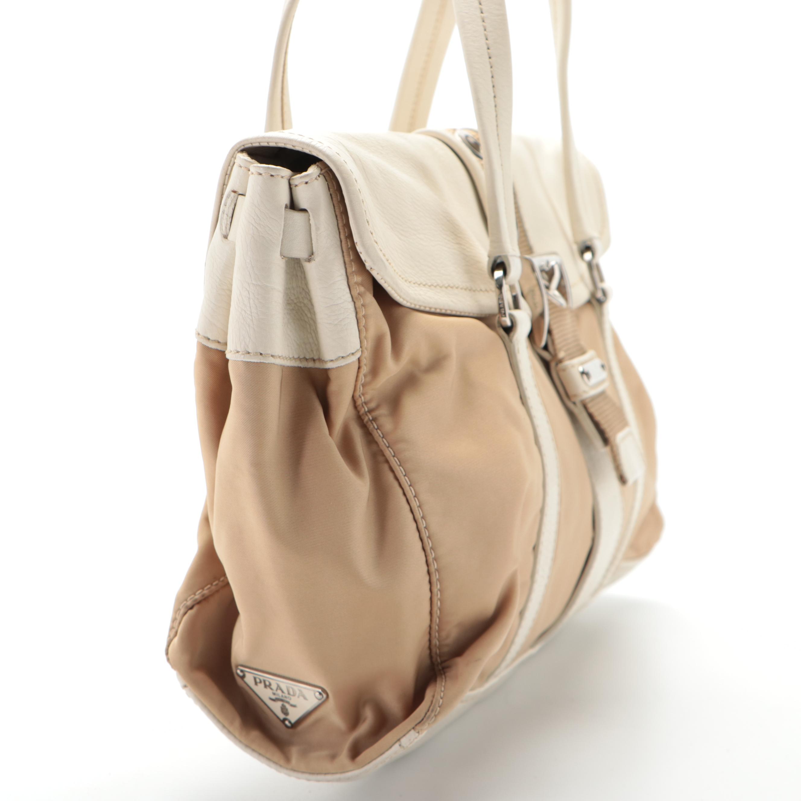 Prada Flap Front Shoulder Bag in Tessuto Nylon and Leather