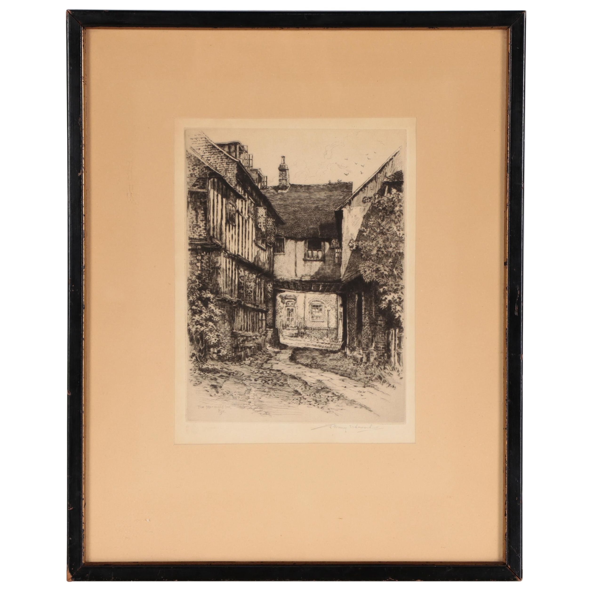 Albany E. Howarth Drypoint Etching "The Mermaid Inn," Circa 1900