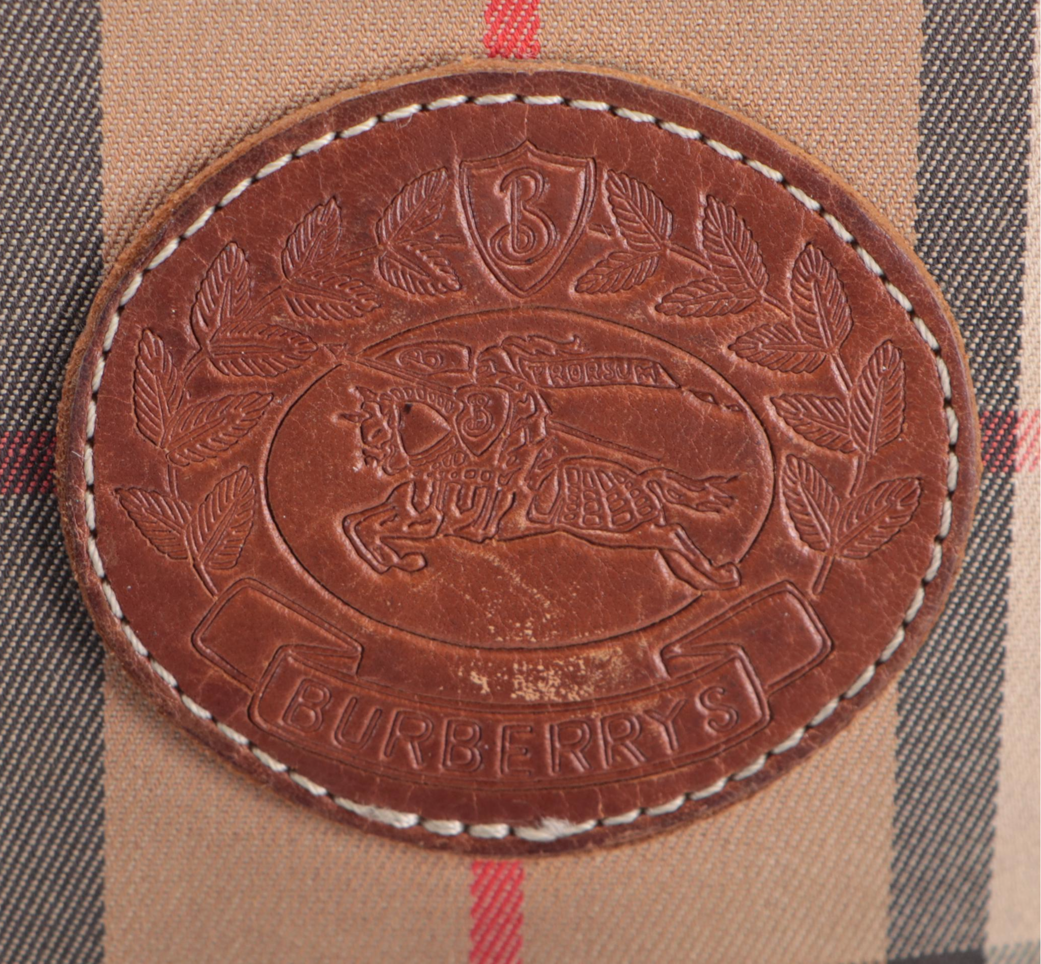 Burberrys Messenger Bag in "Haymarket Check" Fabric and Leather Trim