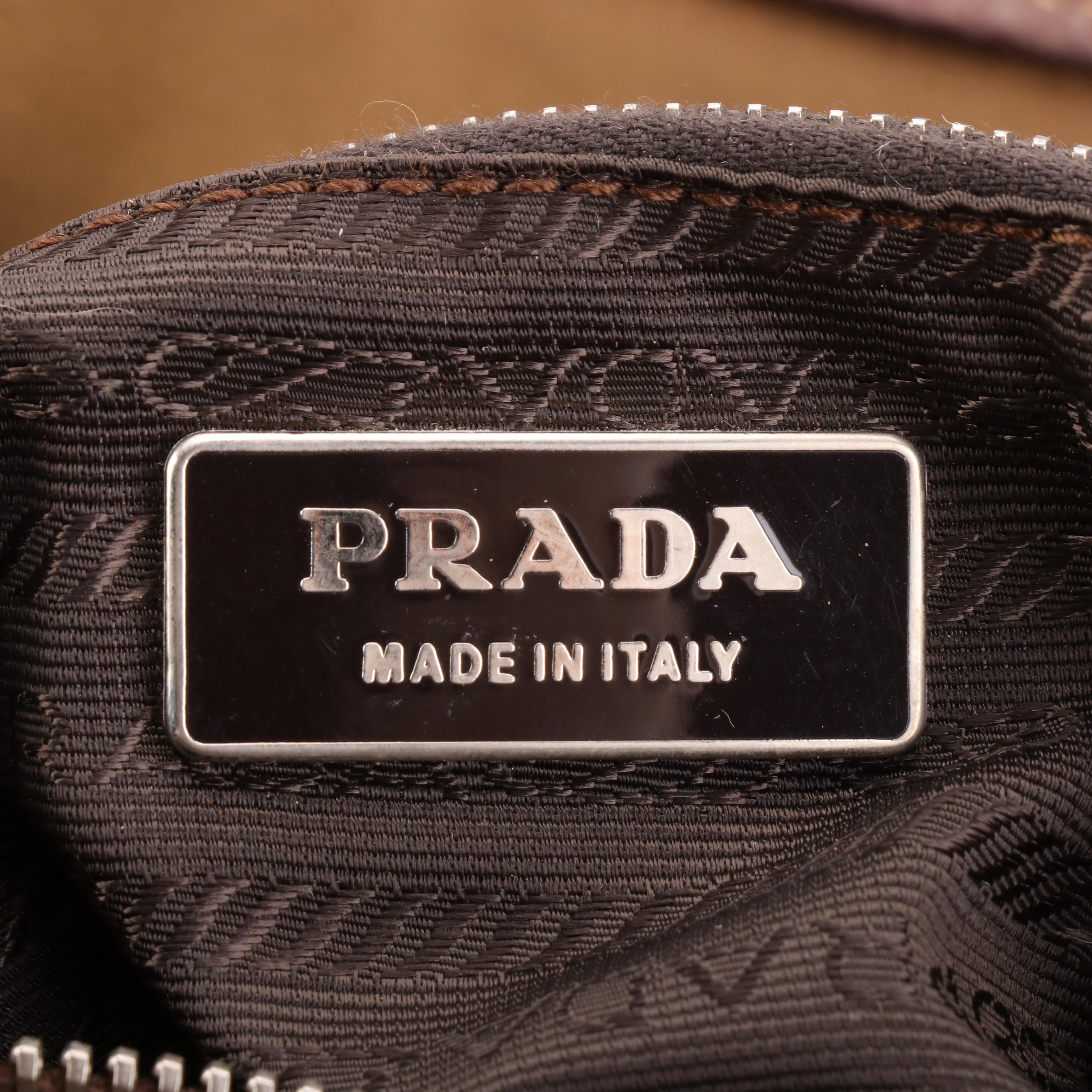 Prada Green Nylon Tessuto and Contrast Stitched Leather Shoulder Bag