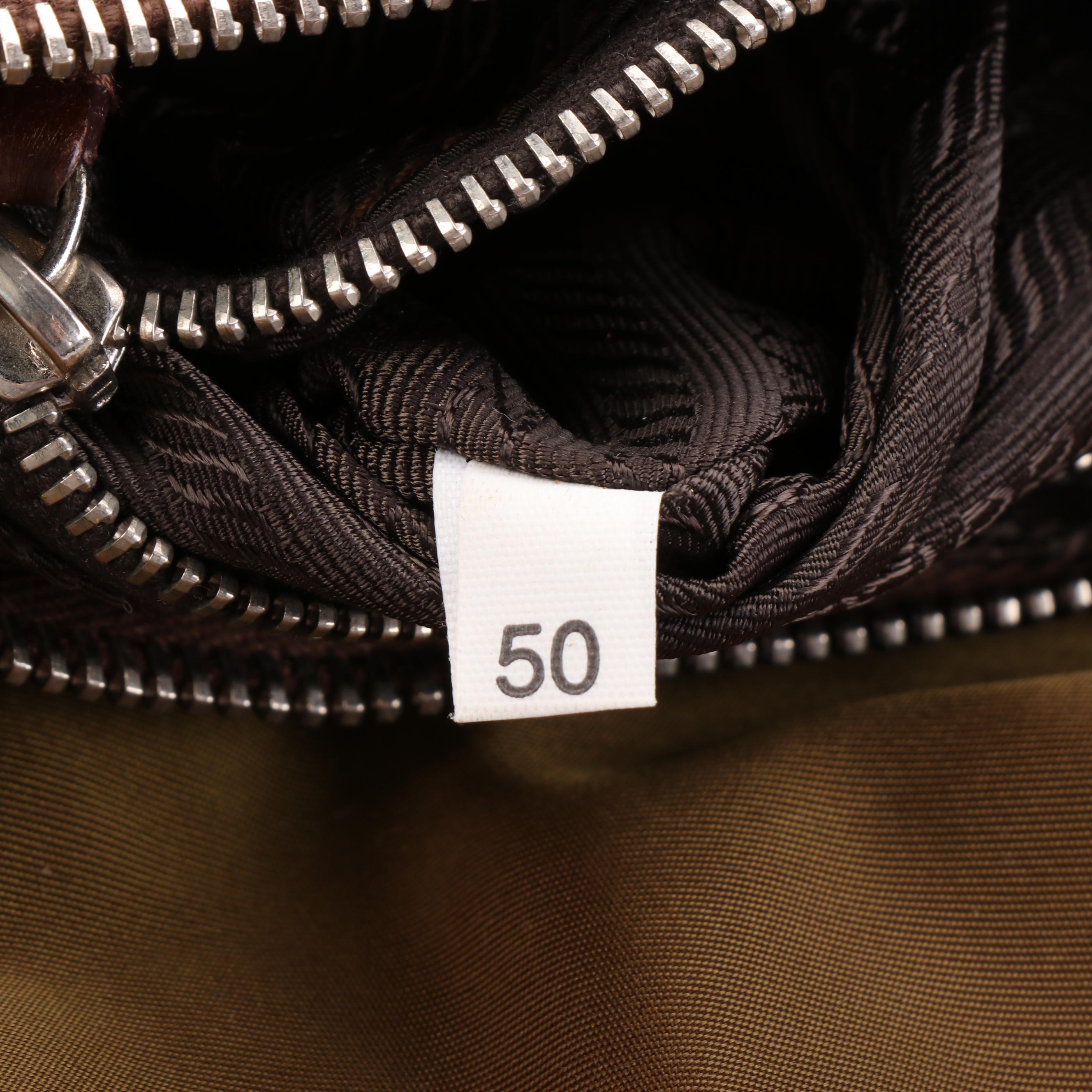 Prada Green Nylon Tessuto and Contrast Stitched Leather Shoulder Bag