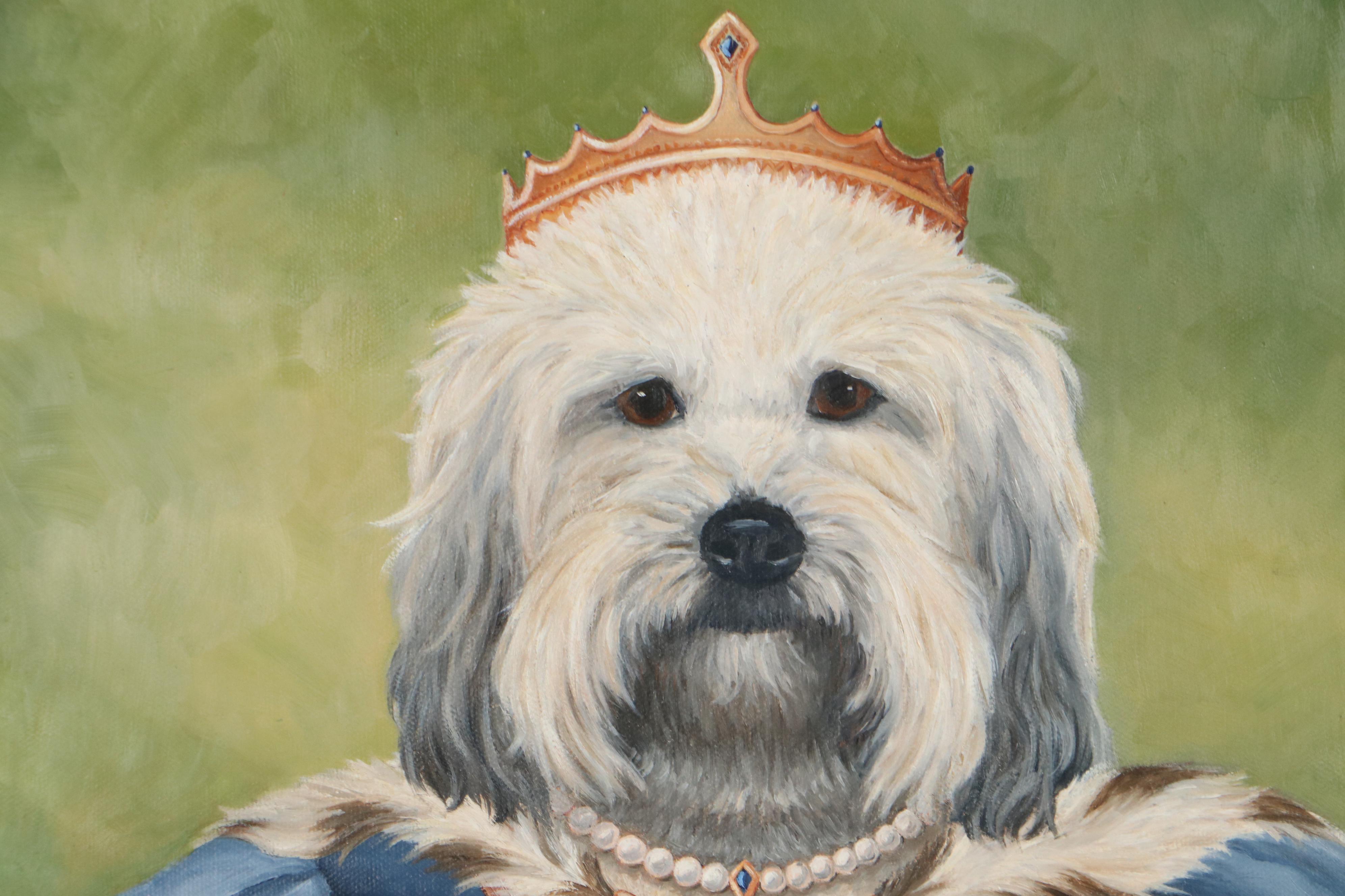 Carol Lew Oil Portrait of Royal Dog Family, Circa 2000