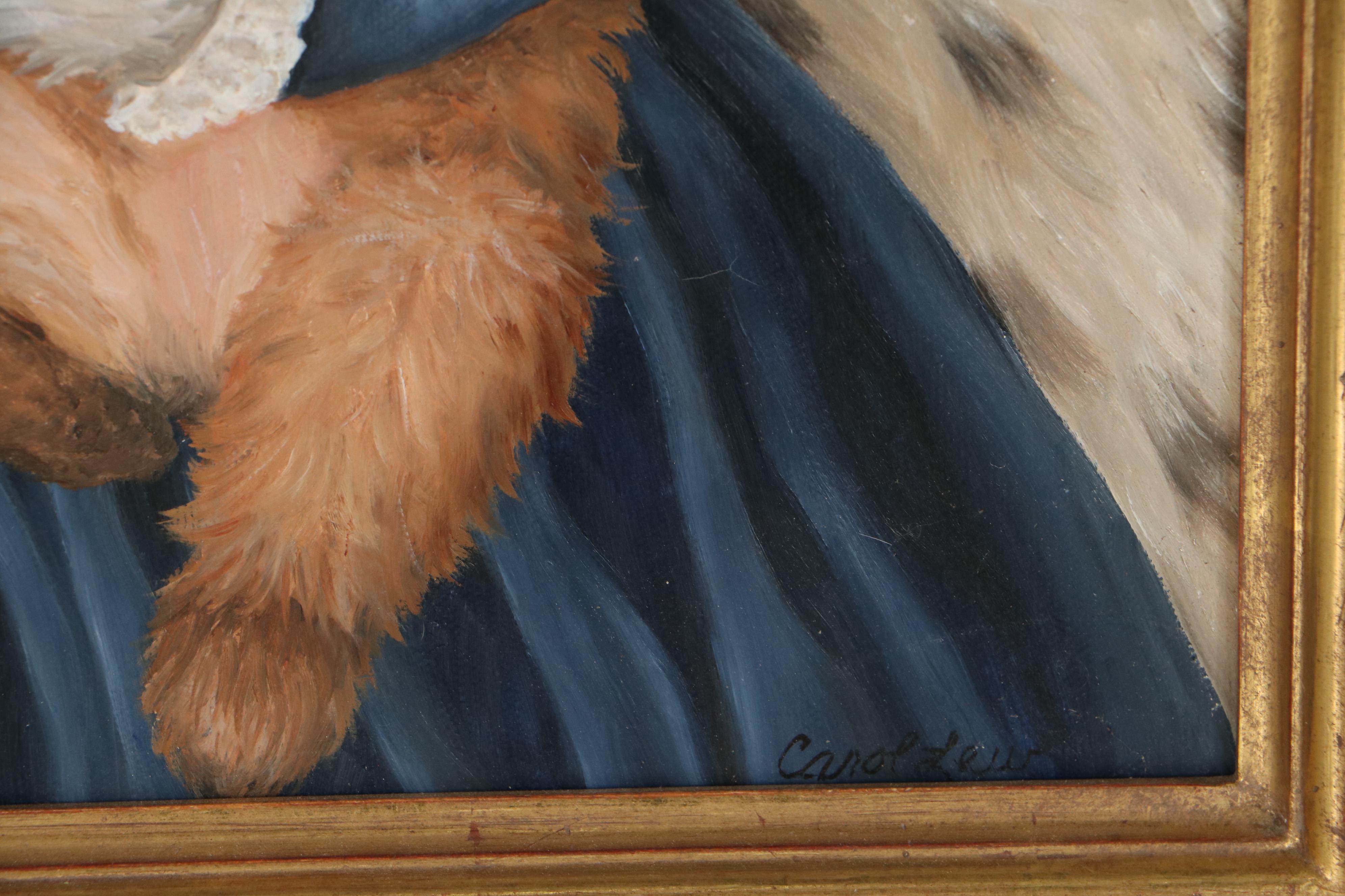 Carol Lew Oil Portrait of Royal Dog Family, Circa 2000