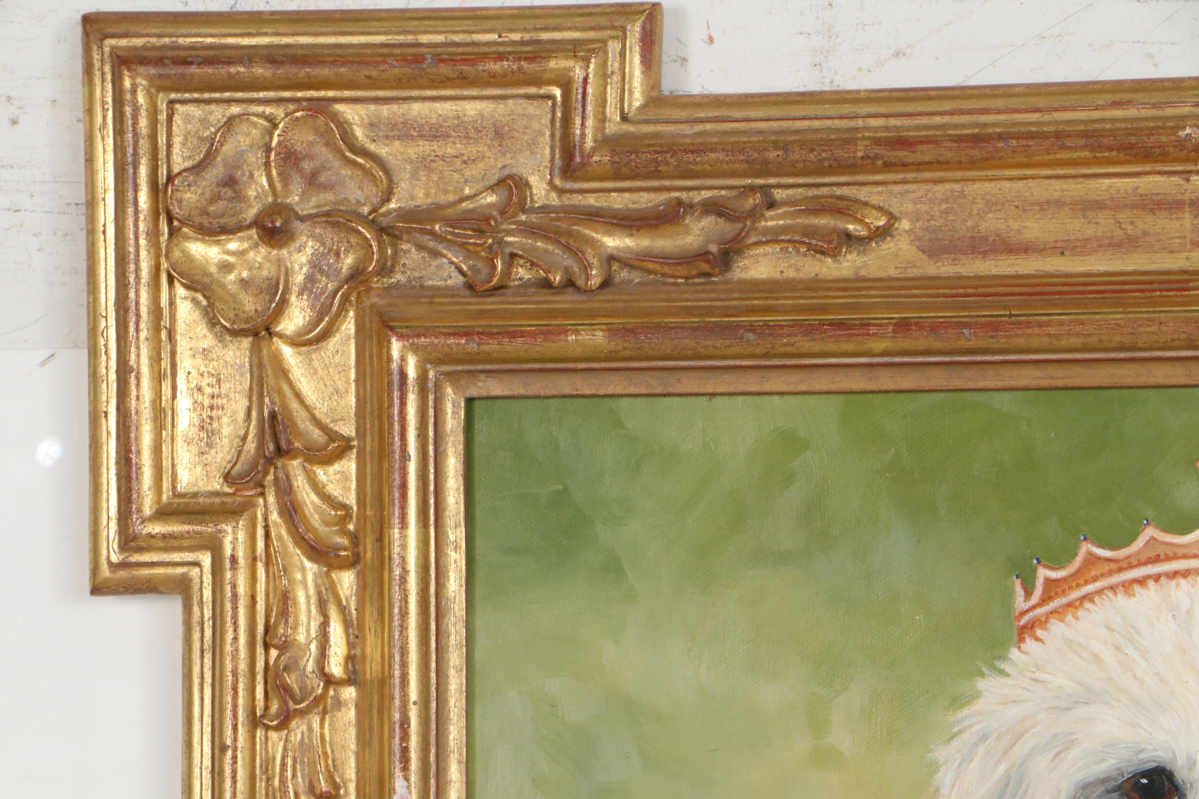 Carol Lew Oil Portrait of Royal Dog Family, Circa 2000