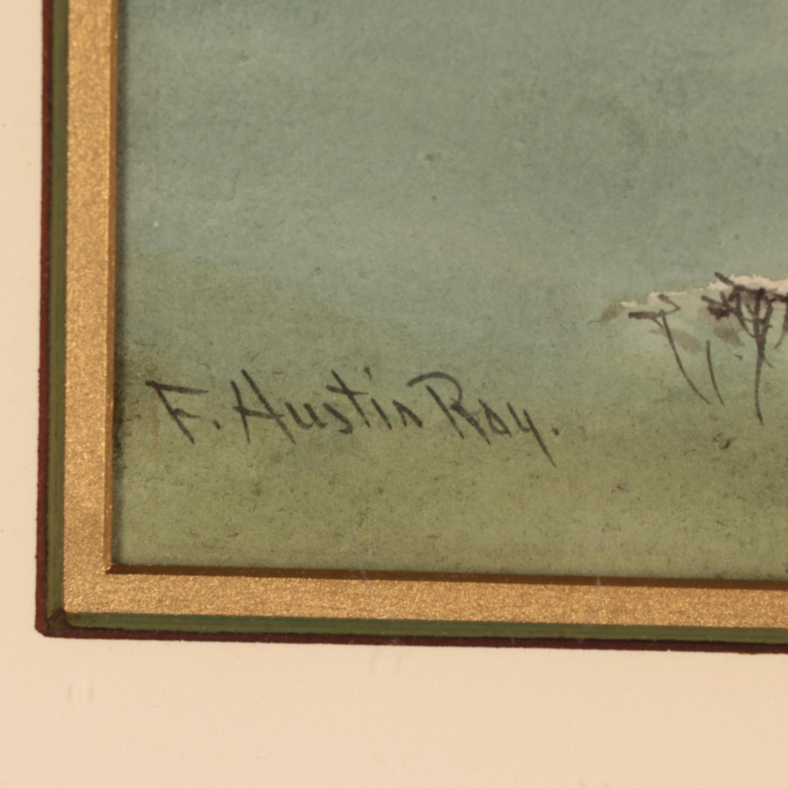 F. Austin Ray Watercolor Painting of Lake, Late 20th Century