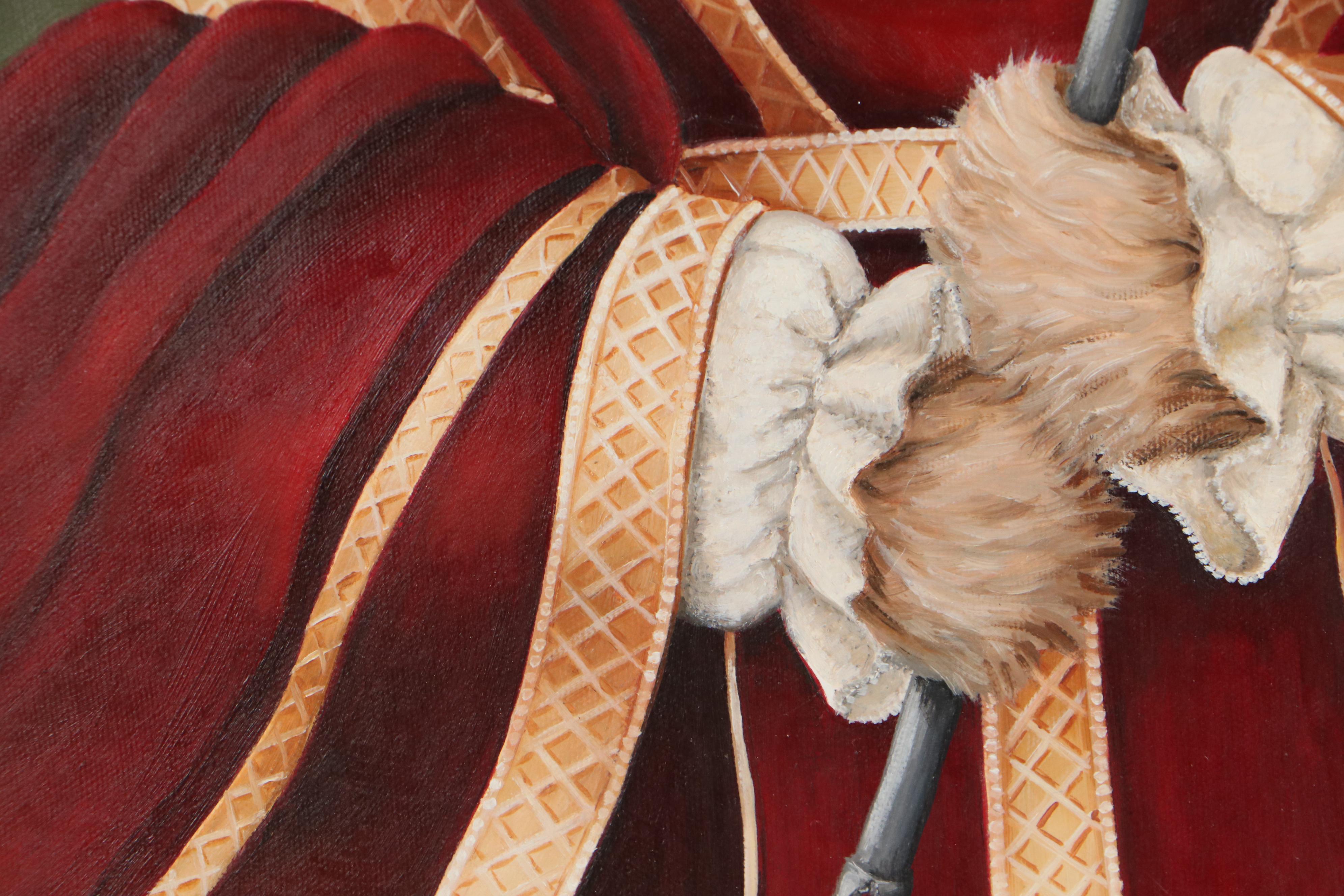 Carol Lew Oil Painting of Anthropomorphic Dog Portrait, Late 20th Century