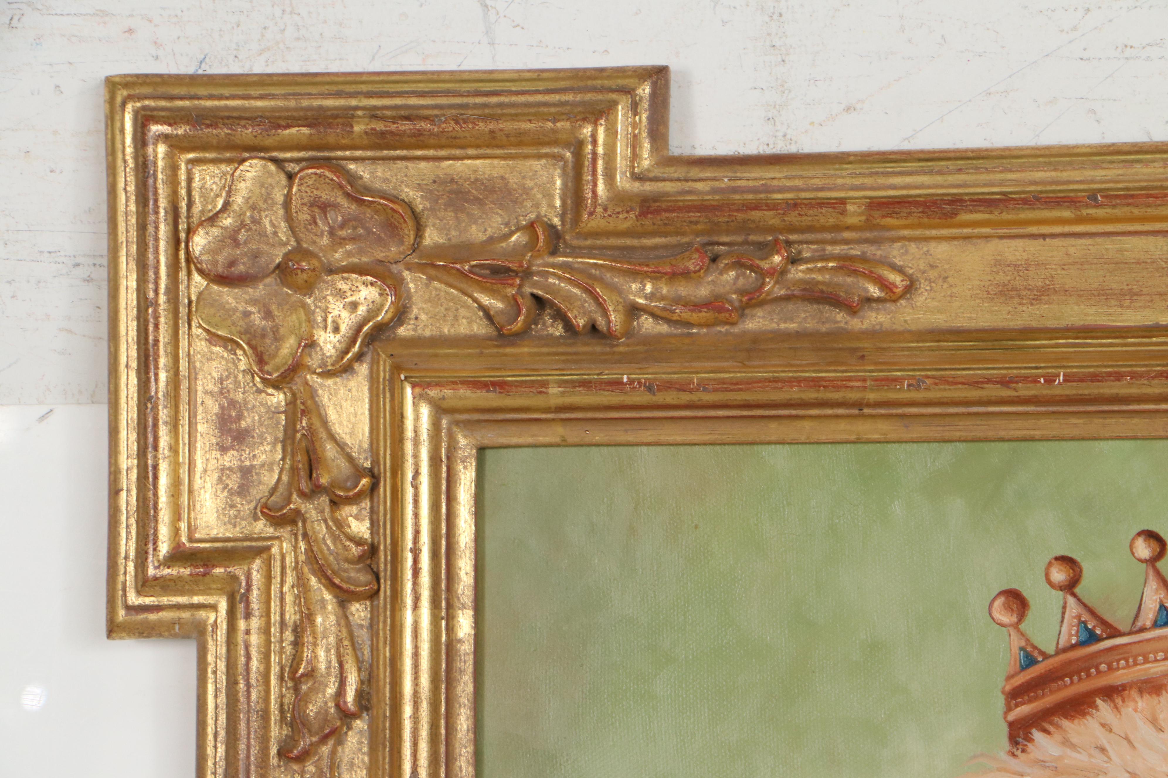 Carol Lew Oil Painting of Anthropomorphic Dog Portrait, Late 20th Century